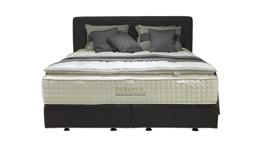 Boxspringbett Oschmann aus Stoff in Schwarz DeRoyce Boxspringbett als himmlisches Polsterbett schwarzer Bezug D1012-41 – Liegefläche ca. 180 x 200 cm