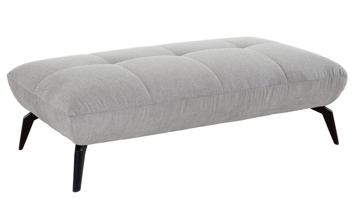 Polsterhocker KAWOO aus Stoff in Hellgrau KAWOO Polsterprogramm New Jersey - XXL-Hocker silberfarbener Bezug 02 Brego & silberfarbener Bezug 15 Lothar – ca. 142 x 80 cm