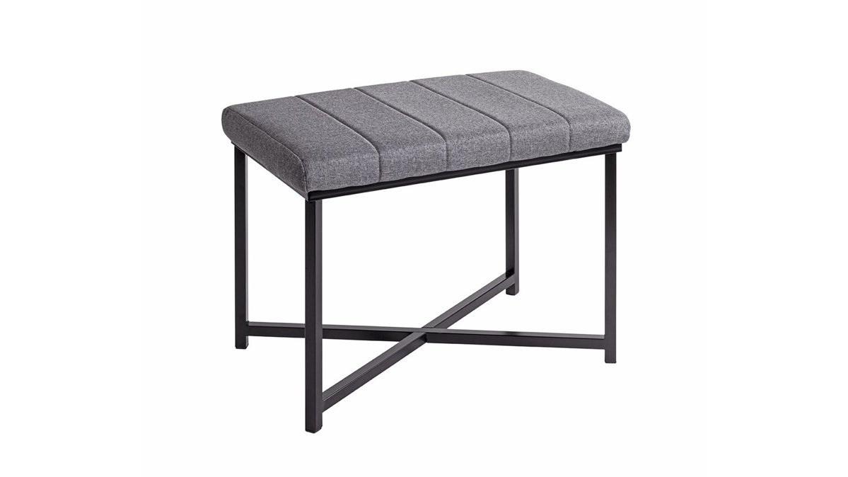 Polsterhocker Haku aus Stoff in Grau Bank Grau & Schwarz - ca. 59 x 46 cm