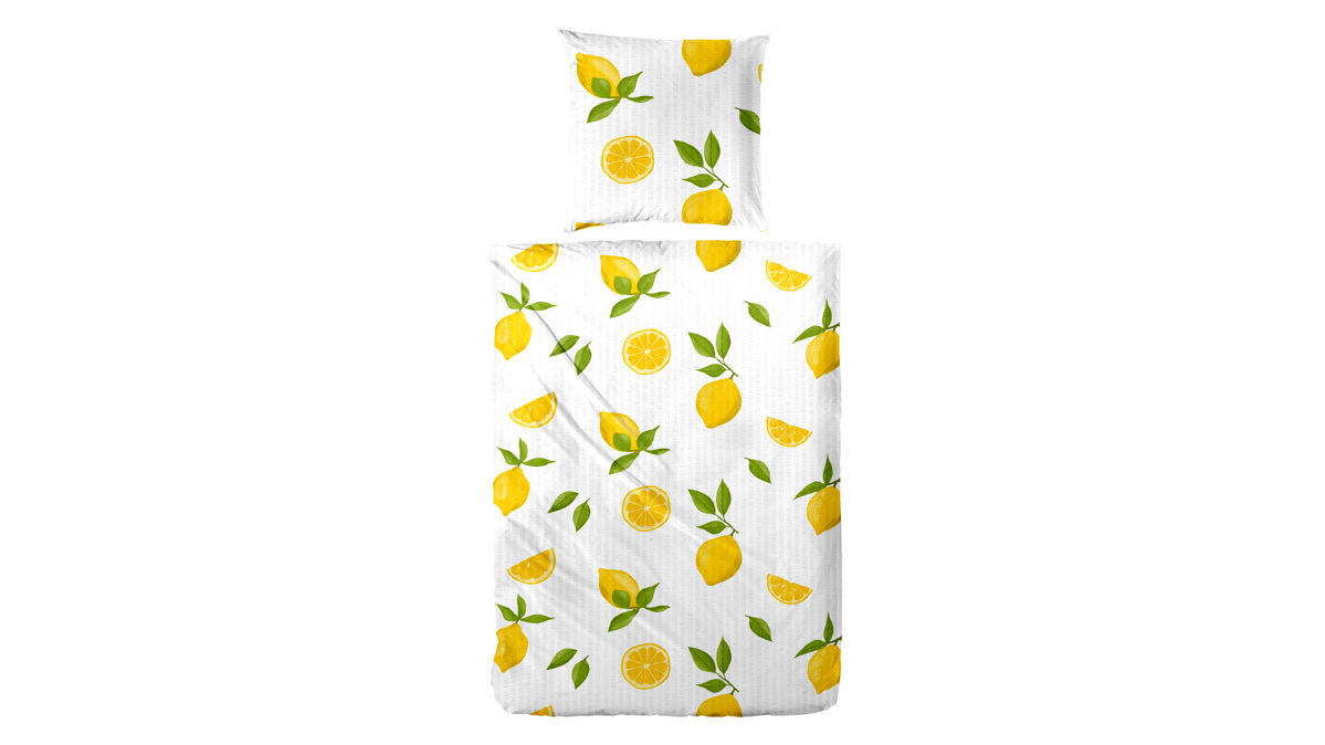 Bettwäsche-Set H. g. hahn haustextilien® aus Stoff in Gelb HAHN Bettwäsche-Set zweiteilig, ca. 135 x 200 cm - Gelb Weiß Zitrusfrucht