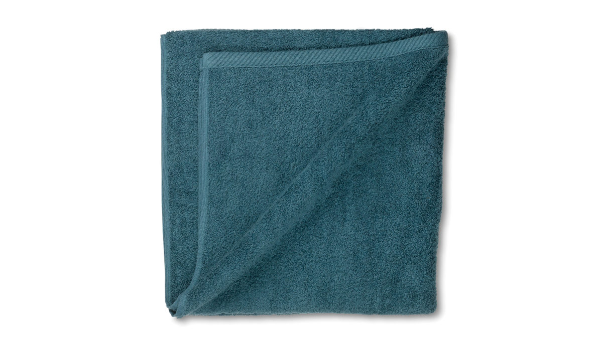 Duschhandtuch Kela | keck & lang aus Naturfaser in Blau Handtuchserie Ladessa - Duschtuch petrolfarbene Baumwolle - ca. 70 x 140 cm