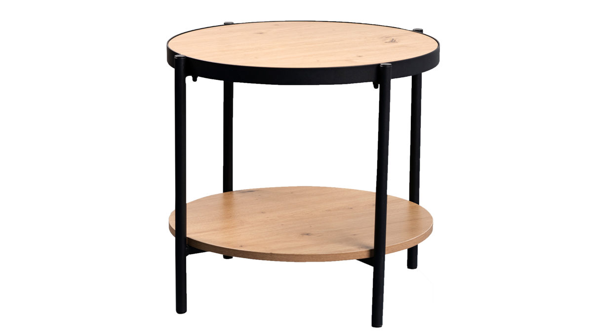 Couchtisch M2 kollektion aus Holz in Holzfarben Beistelltisch Pina 1 Artisan Eiche & Schwarz - Durchmesser ca. 52 cm