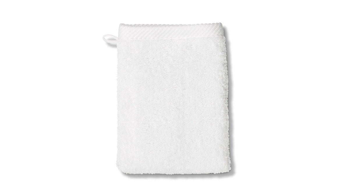Waschlappen Kela | keck & lang aus Naturfaser in Weiß Handtuchserie Ladessa - Waschhandschuh schneeweiße Baumwolle - ca. 15 x 21 cm
