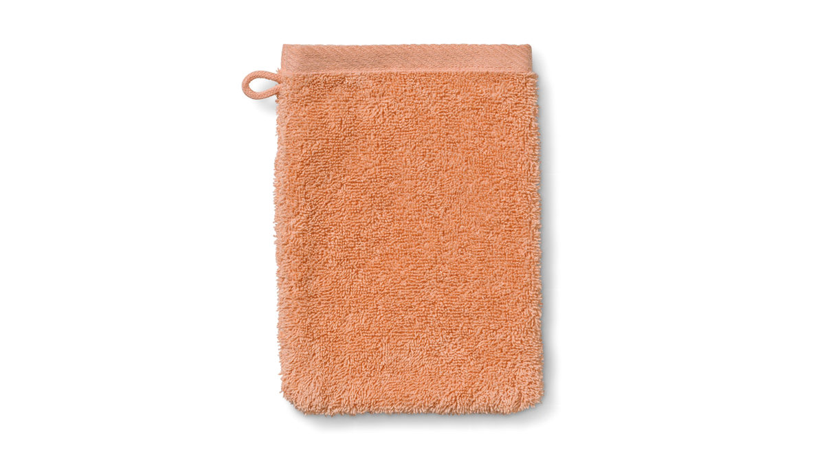 Waschlappen Kela | keck & lang aus Naturfaser in Orange Handtuchserie Ladessa - Waschhandschuh pfirsichrosafarbene Baumwolle - ca. 15 x 21 cm