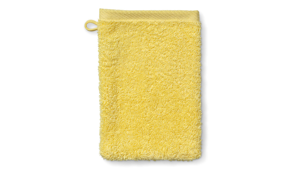 Waschlappen Kela | keck & lang aus Naturfaser in Gelb Handtuchserie Ladessa - Waschhandschuh sonnengelbe Baumwolle - ca. 15 x 21 cm