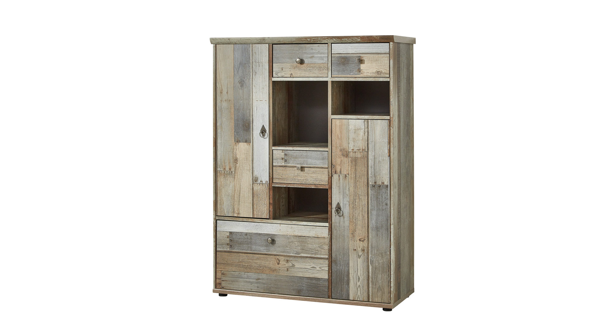 Highboard Innostyle aus Holz in Holzfarben Highboard bzw. Sideboard treibholzfarbene Kunststoffoberflächen – ca. 99 x 133 x 39 cm