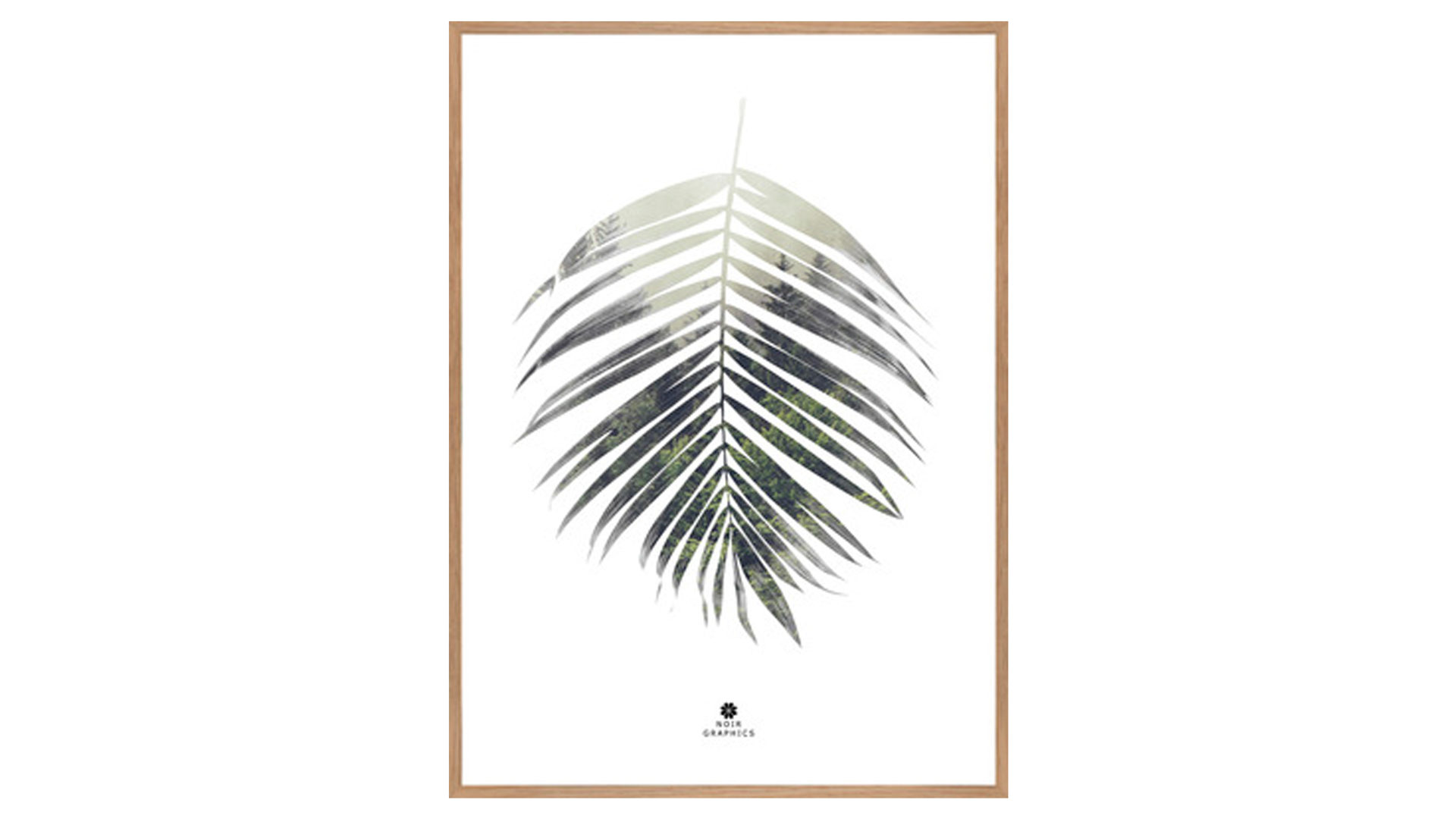 Kunstdruck Malerifabrikken in Grün Kunstdruck Palm leaf Seidenpapier, Glas & Eichenholz – ca. 50 x 70 cm