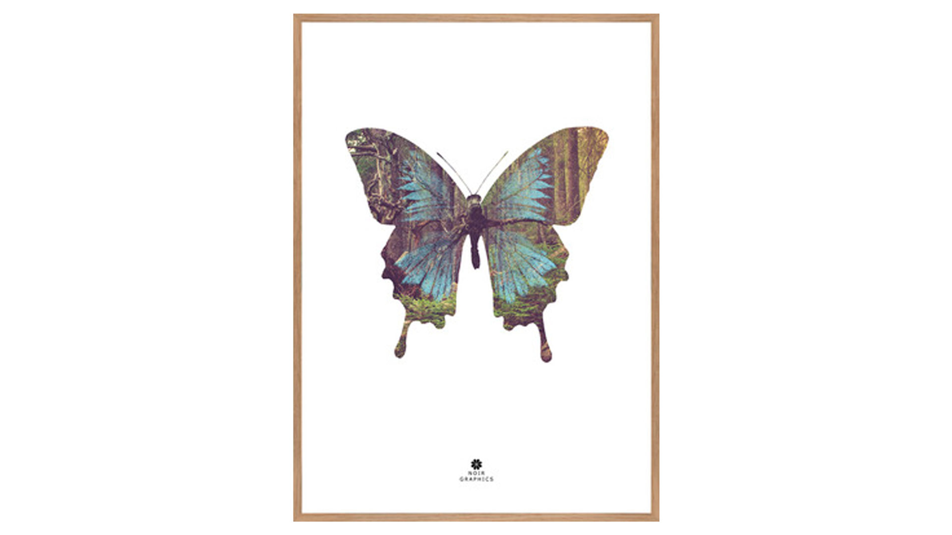 Kunstdruck Malerifabrikken in Mehrfarbig Kunstdruck Butterfly Seidenpapier, Glas & Eichenholz – ca. 50 x 70 cm
