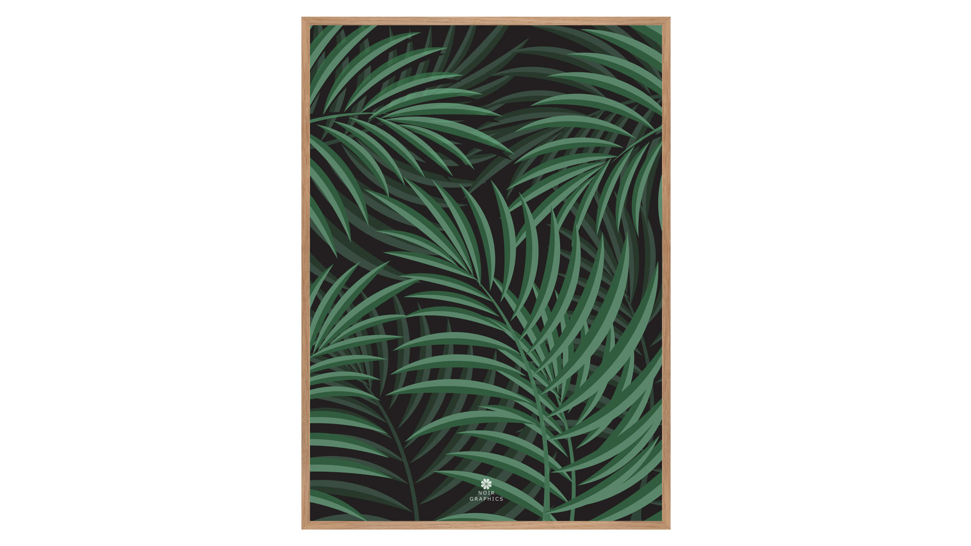 Kunstdruck Malerifabrikken in Grün Kunstdruck Tropical bush Seidenpapier, Glas & Eichenholz – ca. 50 x 70 cm