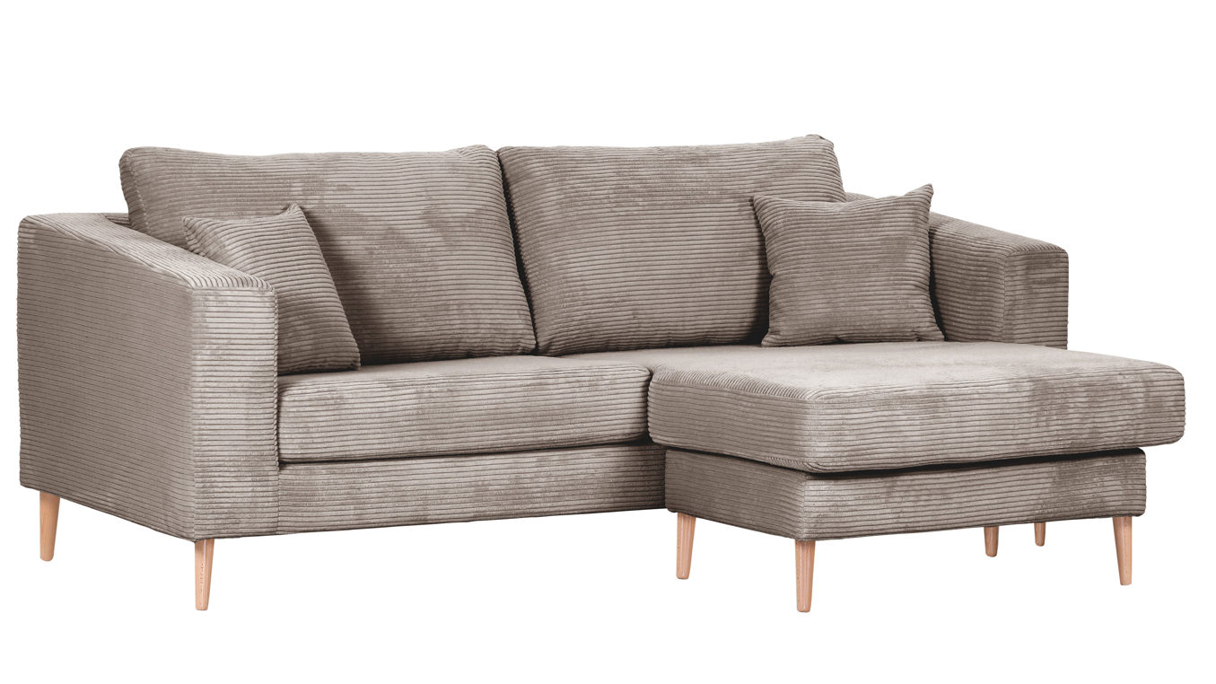 Ecksofa Gutmann factory® aus Stoff in Hellbraun Ecksofa Bellria taupefarbener Cordbezug 336.98 - Breite ca. 212 cm