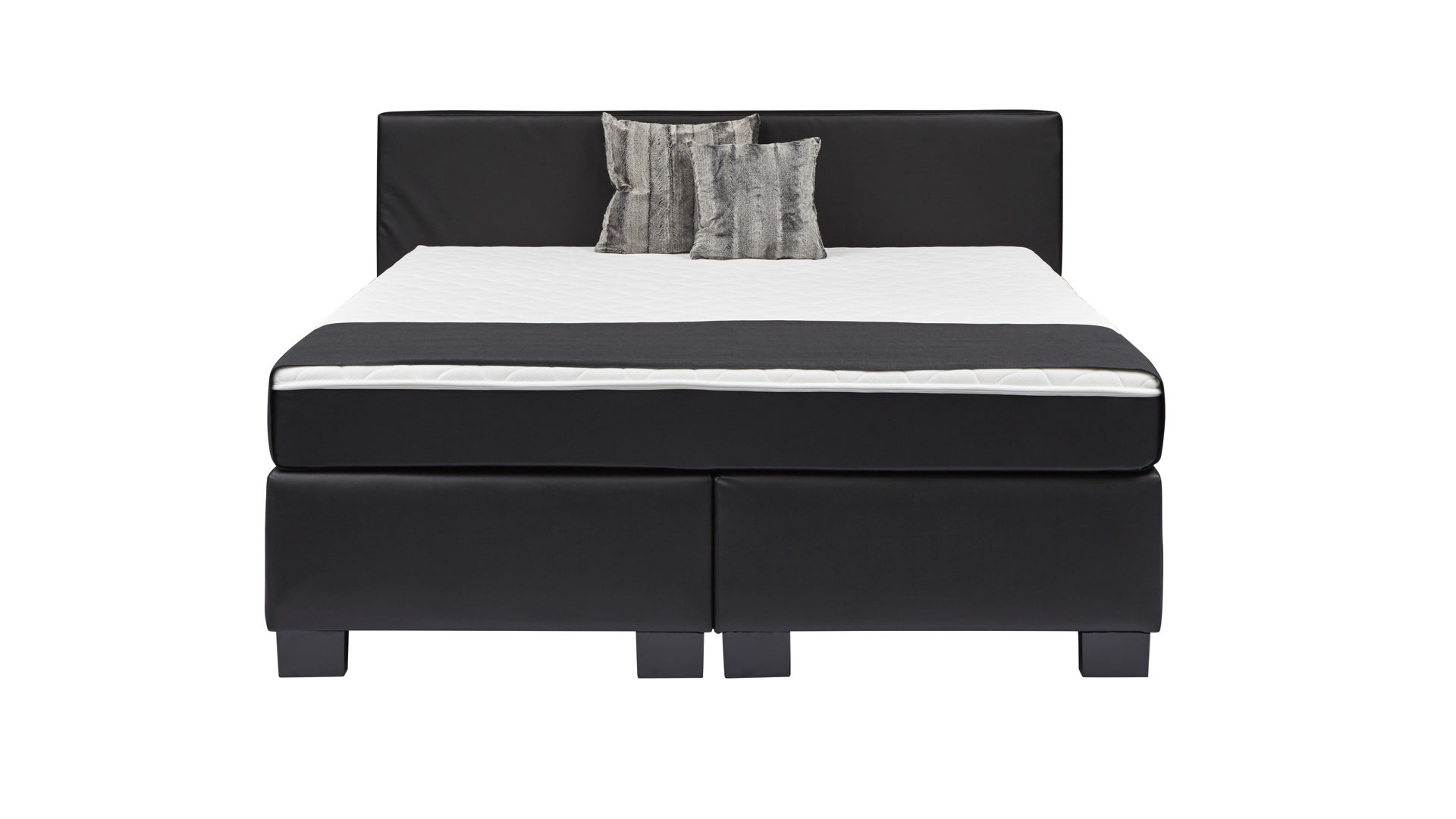 Doppelbett Sun garden | 162739 aus Stoff in Schwarz KAWOO Boxspringbett - Polsterbett BX 290 schwarzes Kunstleder 50317-800 – Liegefläche ca. 180 x 200 cm