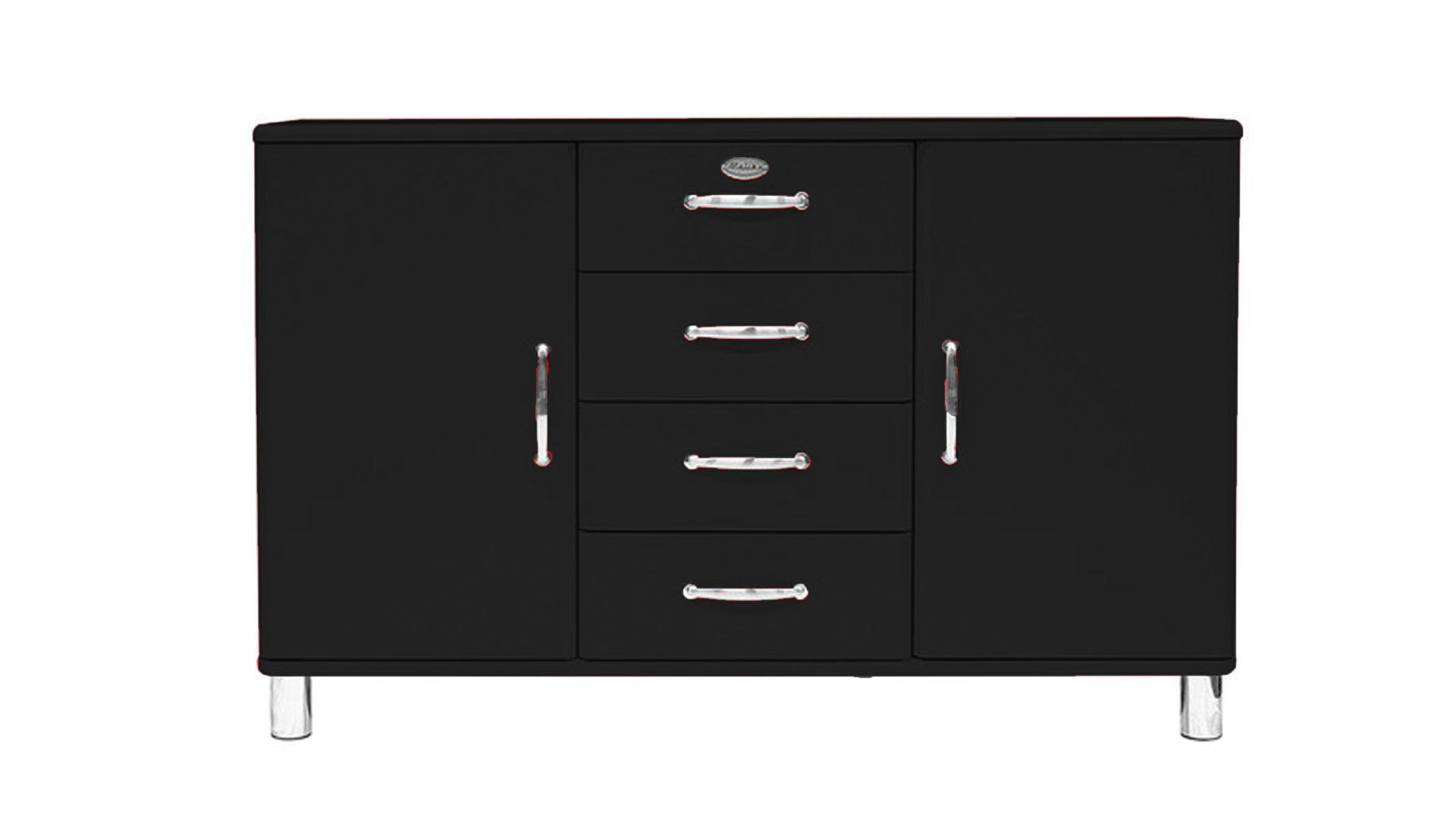 Sideboard Tenzo aus Holz in Schwarz Sideboard schwarze Lackoberflächen - vier Schubladen, zwei Türen