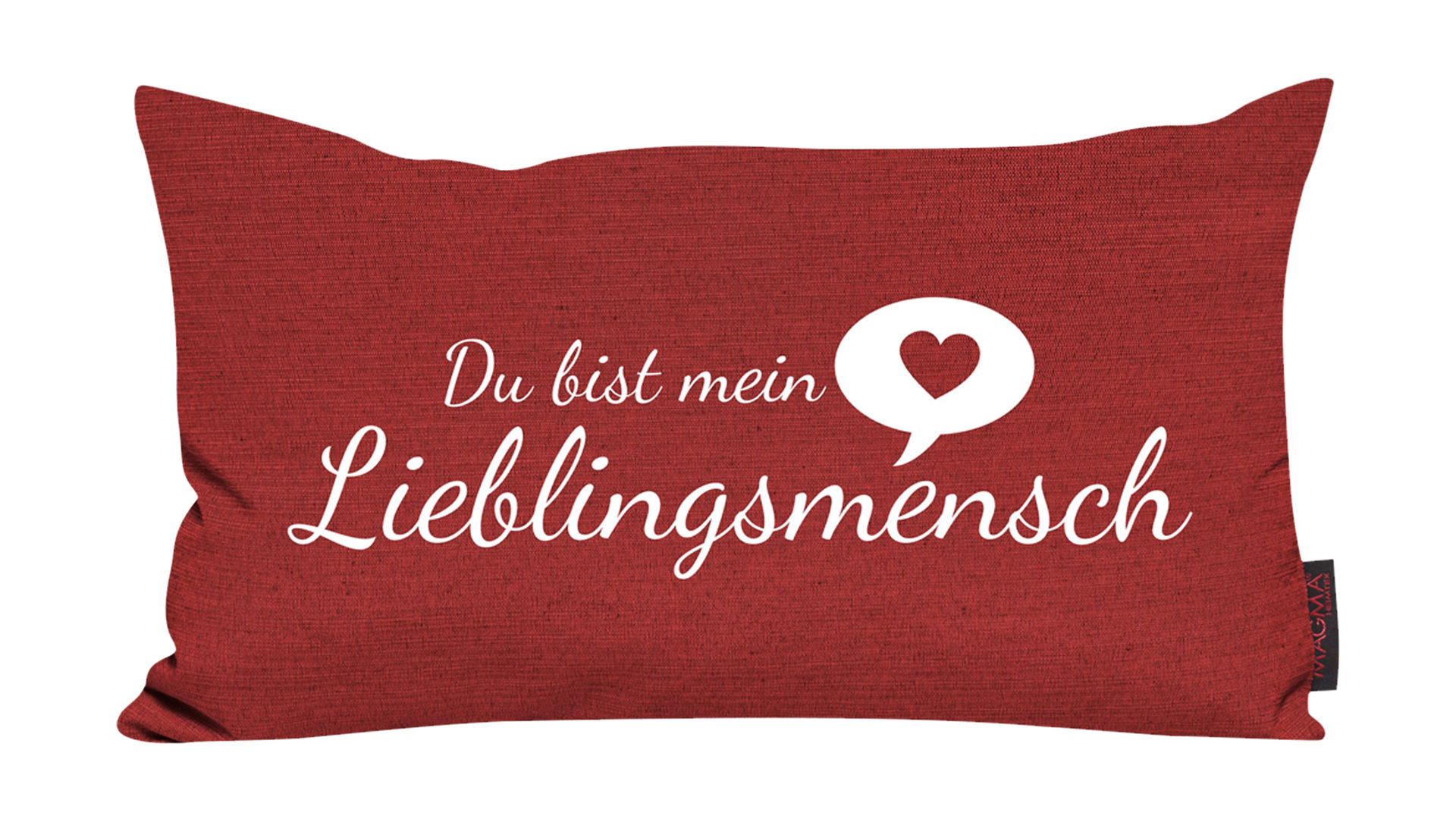 Kissen Magma sitting point aus Stoff in Rot MAGMA Kissen mit Spruch tomatenroter Bezug – ca. 30 x 50 cm