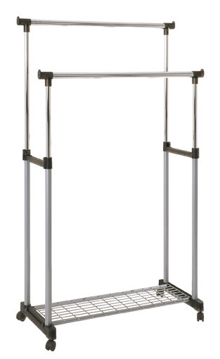 Rollgarderobe Haku aus Metall in Metallfarben Rollgarderobe verchromter & alufarbener Stahl – Breite ca. 95 cm