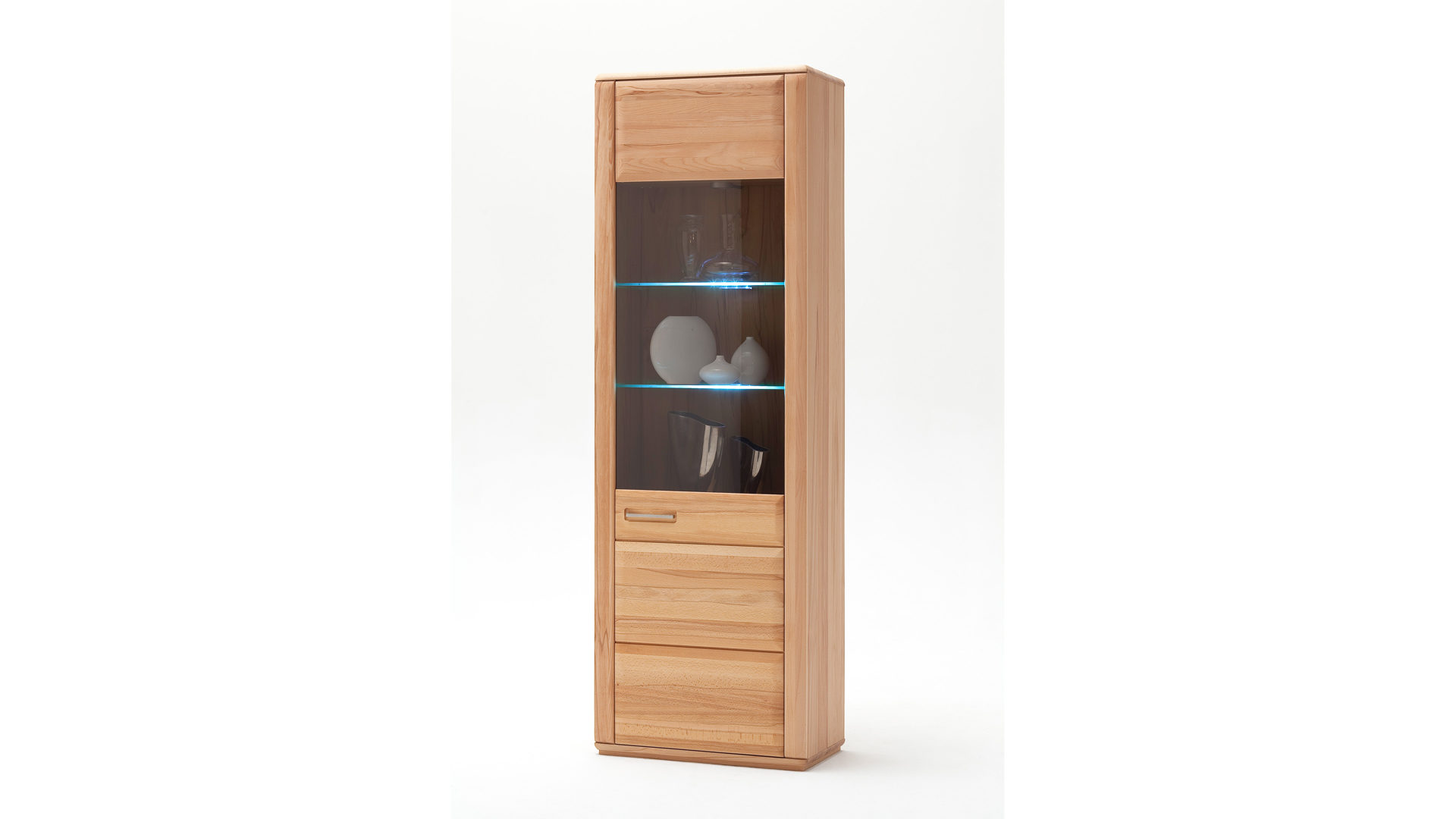 Vitrine Mca furniture aus Holz in Holzfarben Vitrinenschrank als Wohnzimmermöbel geölte Kernbuche – eine Tür