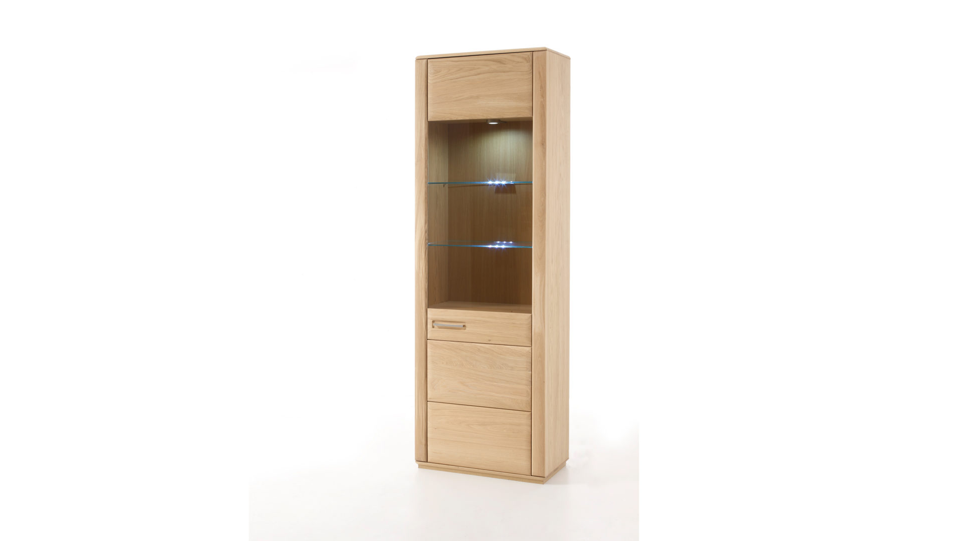 Vitrine Mca furniture aus Holz in Holzfarben Vitrinenschrank als Esszimmermöbel Bianco geölte Eiche – eine Tür
