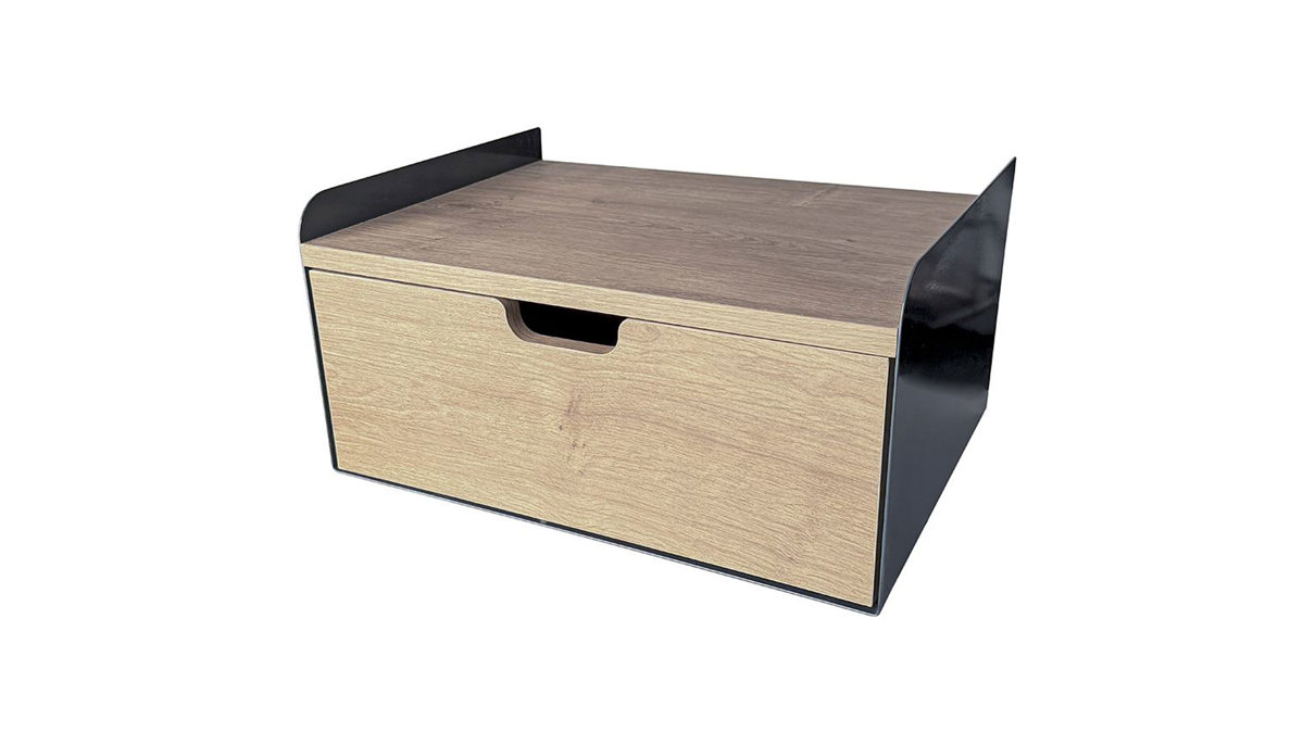 Konsole Haku aus Holz in Anthrazit Nachtkonsole Anthrazit & Eiche - ca. 40 x 20 cm