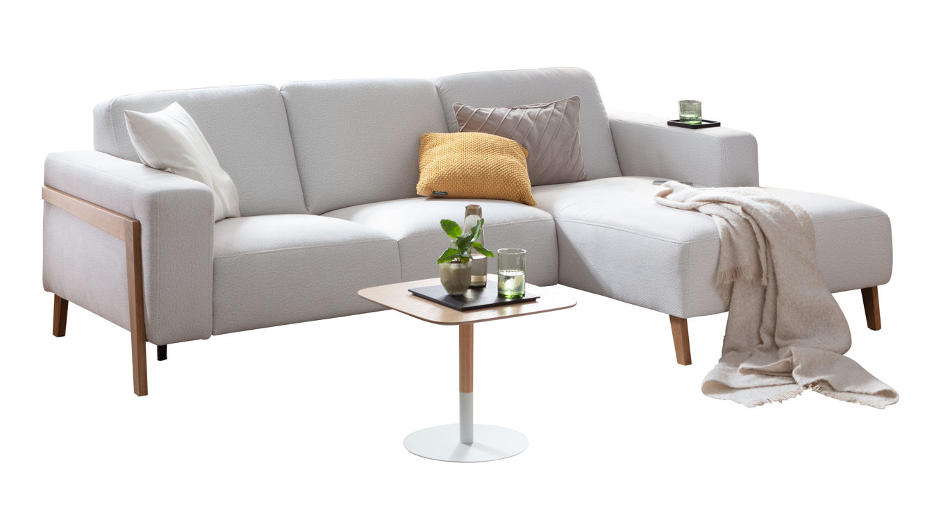 Ecksofa Exxpo sofa fashion aus Stoff in Weiß Ecksofa Starr beigefarbener Chenillebezug 02 Louise - Stellfläche ca. 163 x 250 cm