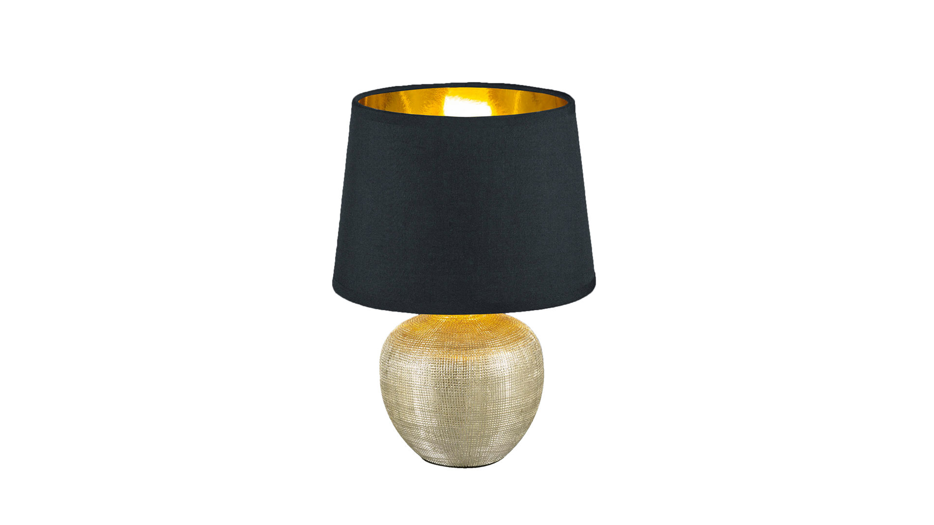 Tischleuchte Reality leuchten aus Keramik in Metallfarben RL Tischleuchte bzw. Tischlampe Luxor Gold & Schwarz – Höhe ca. 26 cm