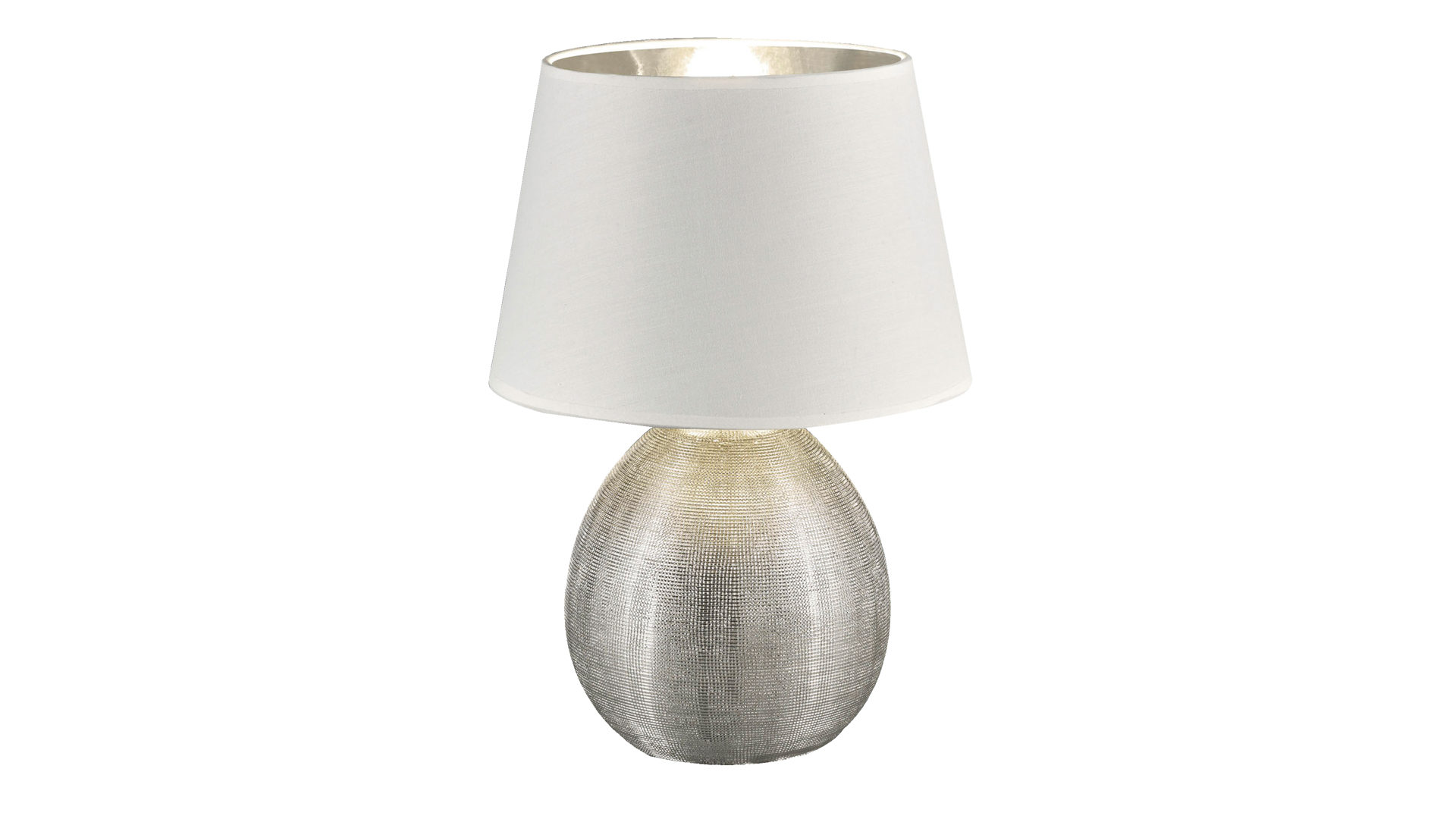 Tischleuchte Reality leuchten aus Stoff in Weiß Tischleuchte - Tischlampe Luxor Silber & Weiß – Höhe ca. 35 cm
