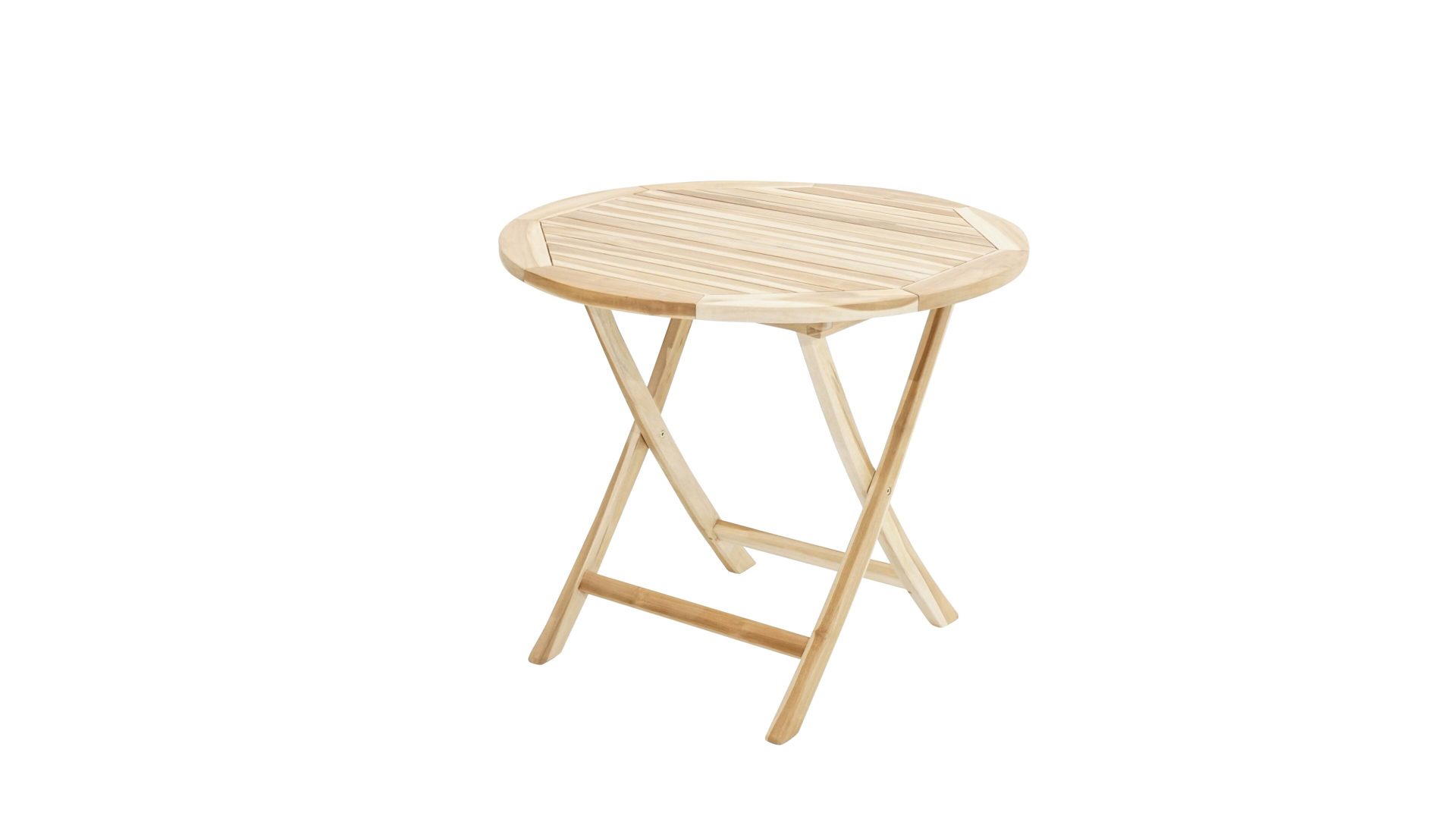 Gartentisch Ploß aus Holz in Holzfarben Ploß® Klapptisch Lexington ECO als Gartenmöbel Eco-Teakholz – Durchmesser ca. 90 cm