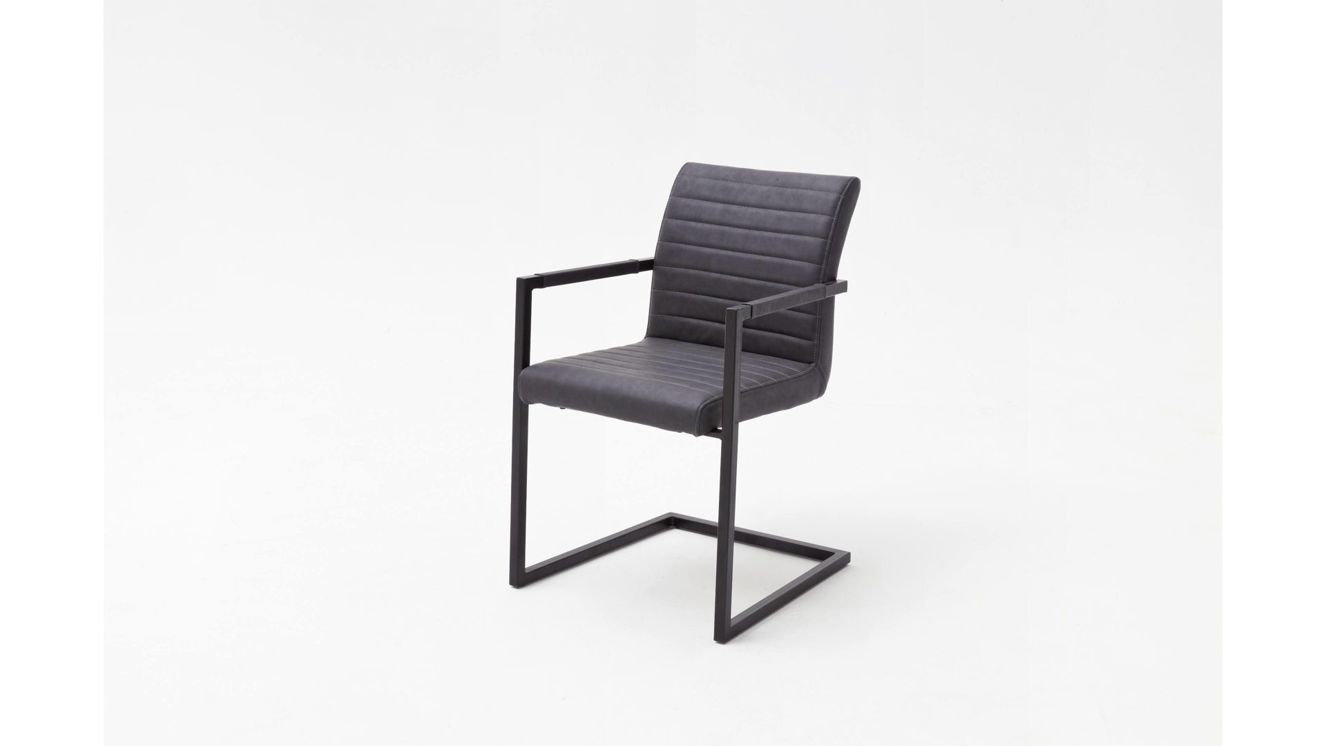 Schwingstuhl Mca furniture aus Stoff in Grau Armlehn-Schwingstuhl graues Kunstleder GX & schwarzes Metallgestell
