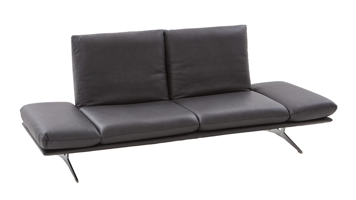 Zweisitzer Koinor aus Leder in Dunkelbraun KOINOR Polsterserie Finlay (Francis) - 2,5-Sitzer brauner Lederbezug & nickelfarben satiniert Metallkufe - Breite ca. 236 cm