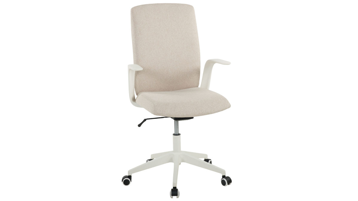 Drehstuhl Duo collection aus Stoff in Beige Drehstuhl Floris sandfarbener Webstoff 210 & weißes Drehkreuz