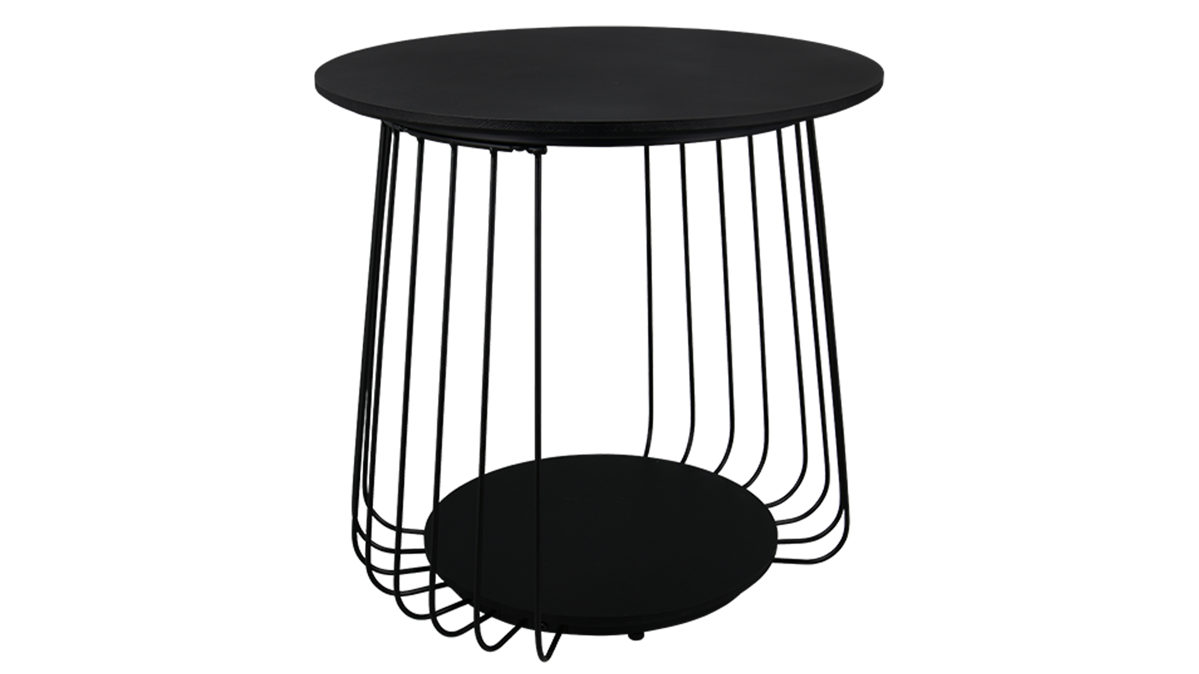 Beistelltisch Mirrors and more aus Metall in Schwarz Beistelltisch Grania schwarzes Metall - Durchmesser ca. 50 cm