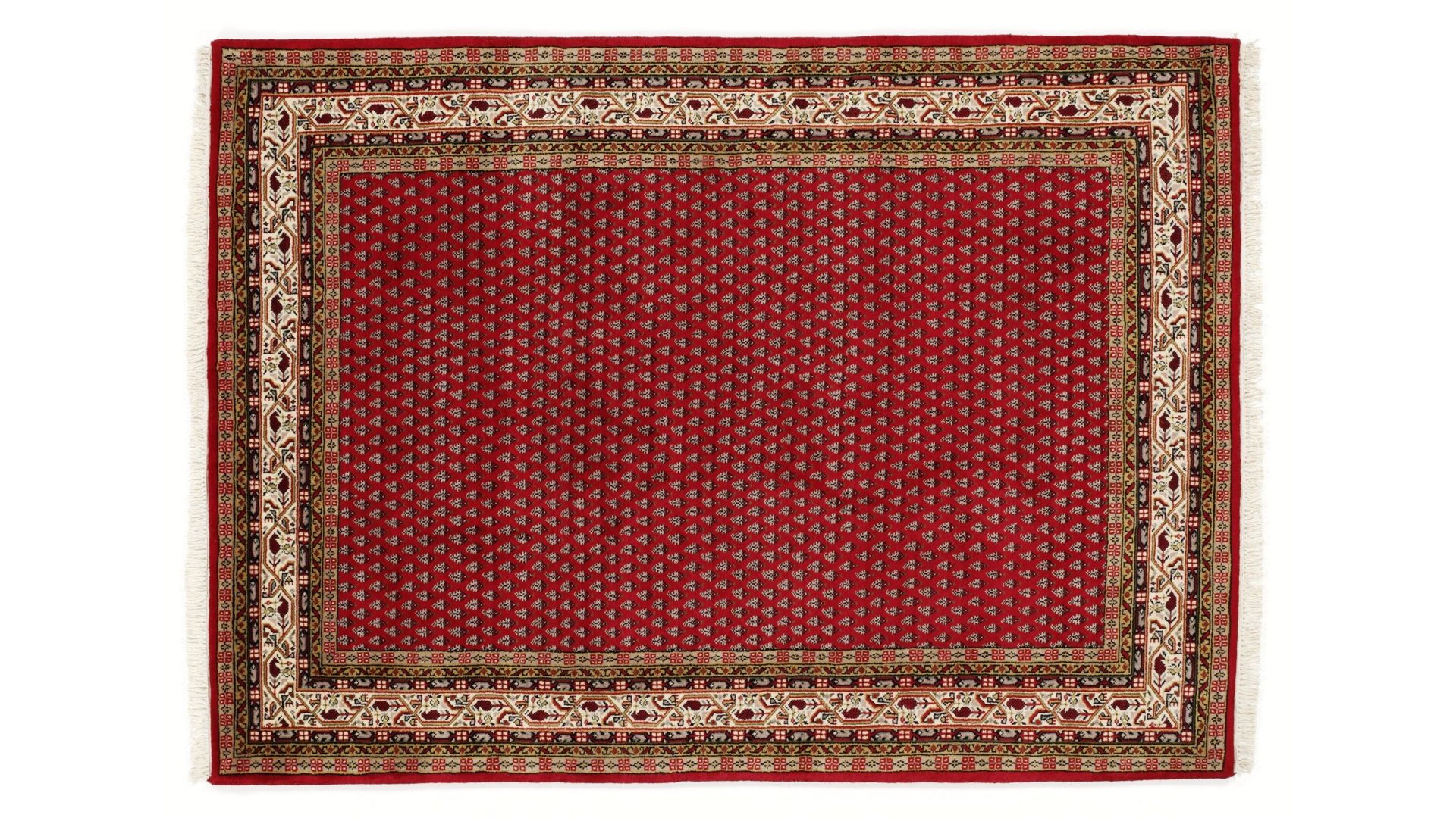 Orientteppich Oci aus Naturfaser in Rot Orientteppich Sakki Mir für Ihre Wohnaccessoires rote & blaue Schurwolle – ca. 200 x 300 cm