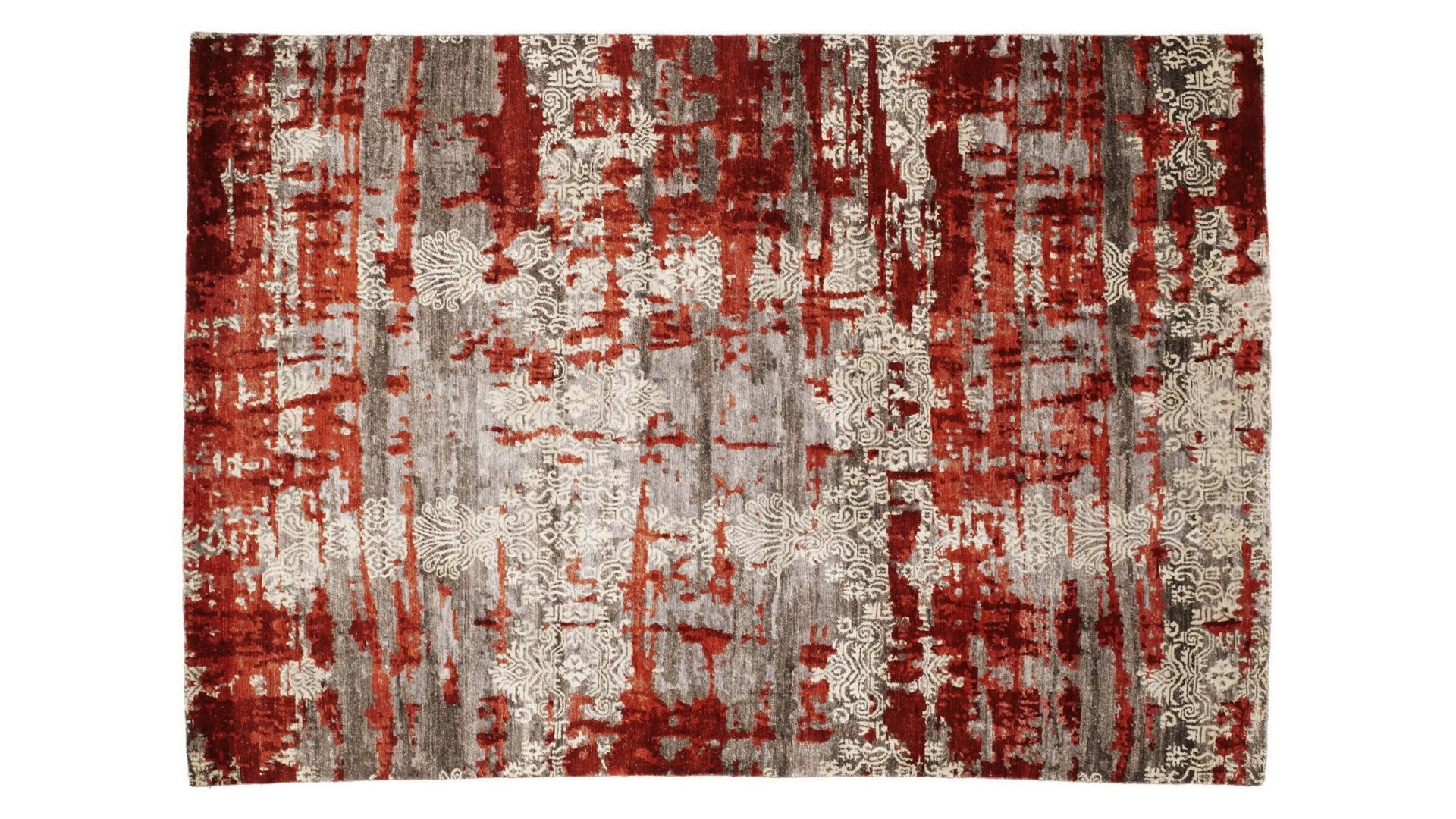 Handknüpfteppich Oci aus Naturfaser in Rot Vintageteppich Signature Fusion für Ihre Wohnaccessoires braune & rote Viskose – ca. 170 x 240 cm
