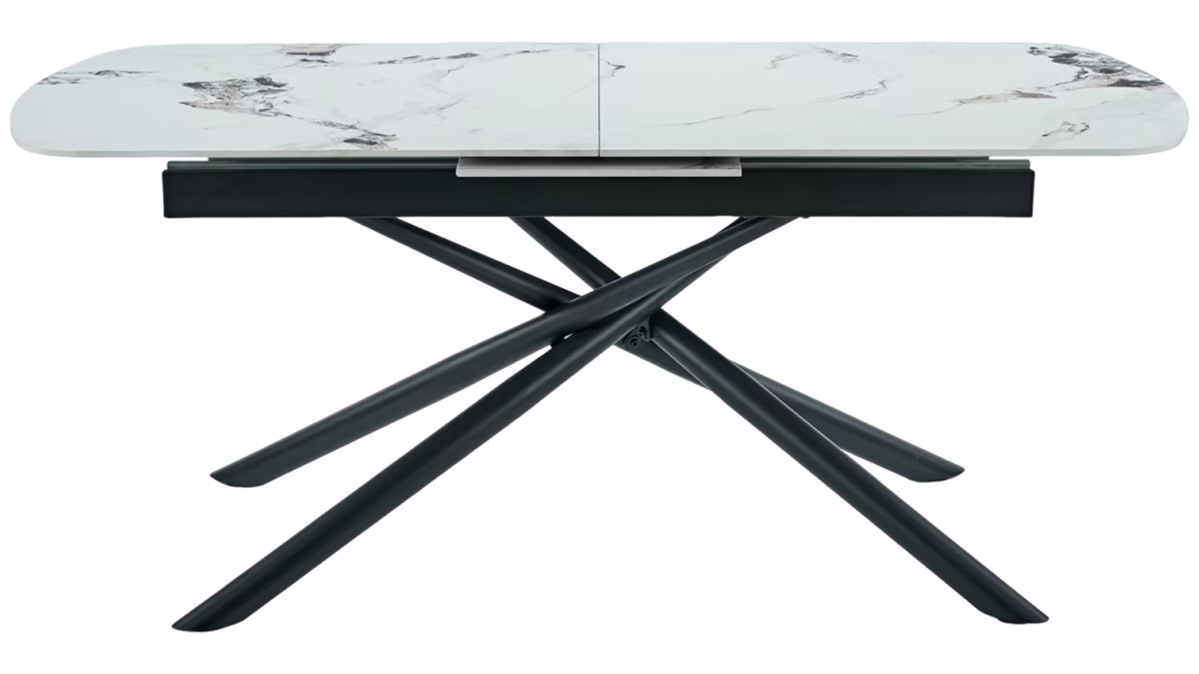 Auszugtisch Hela aus Stein in Weiß Auszugtisch Sintra T Weiß & Schwarz - ca. 180 - 220 x 90 cm