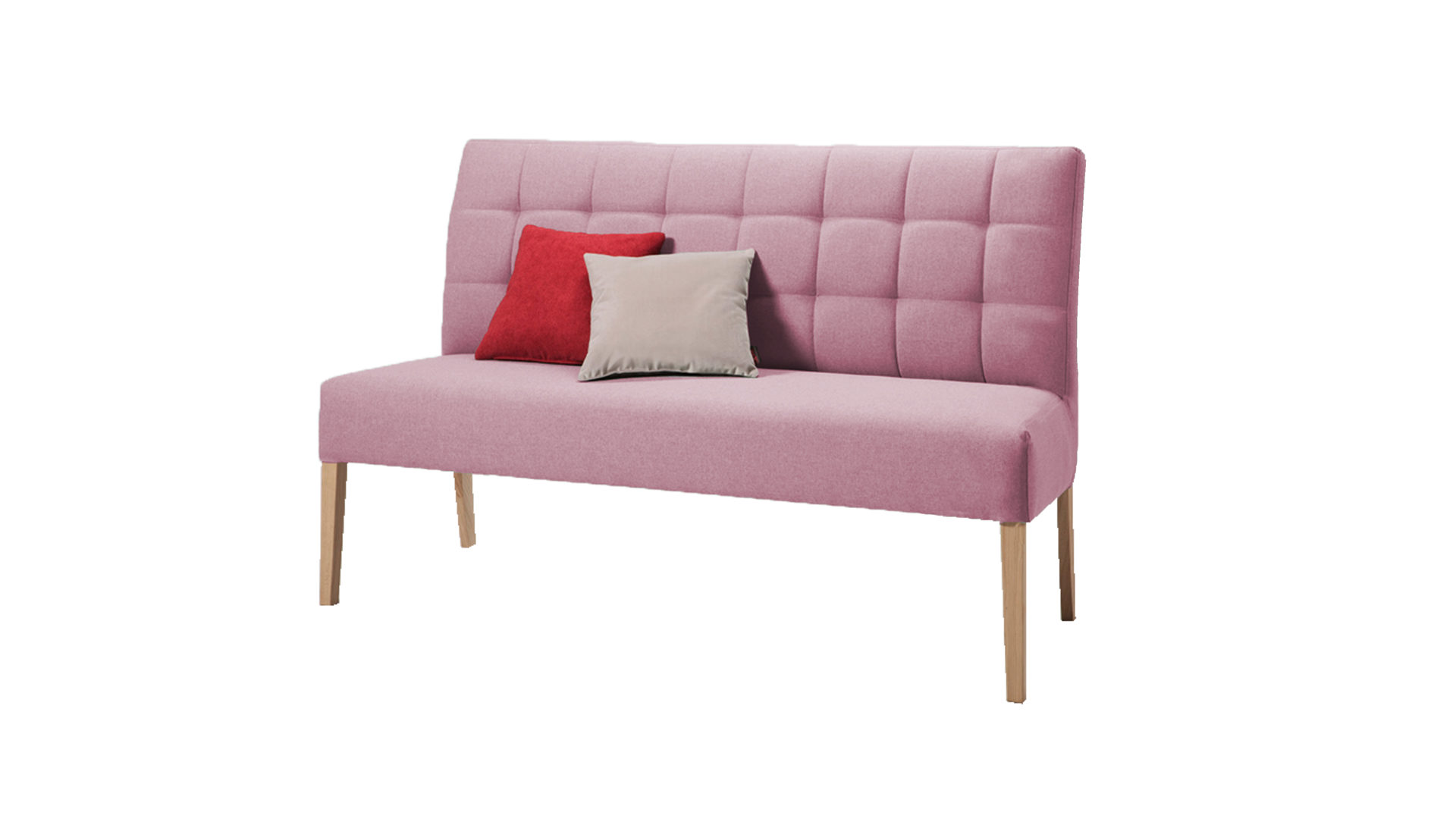 Polsterbank KAWOO aus Stoff in Pink KAWOO Polsterbank Capi bzw. Sitzmöbel magnolienfarbener Webstoff Pitch & Eiche – Länge ca. 150 cm