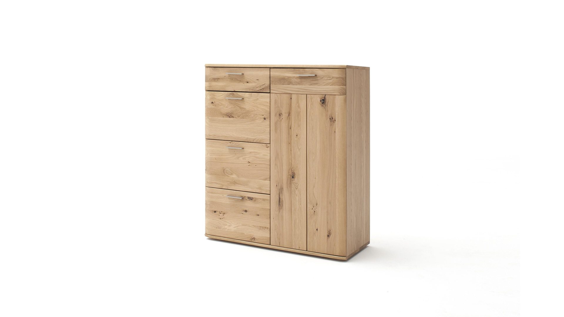 Kombikommode Mca furniture aus Holz in Holzfarben Kombikommode biancofarbene Balkeneiche – eine Tür, vier Schubladen