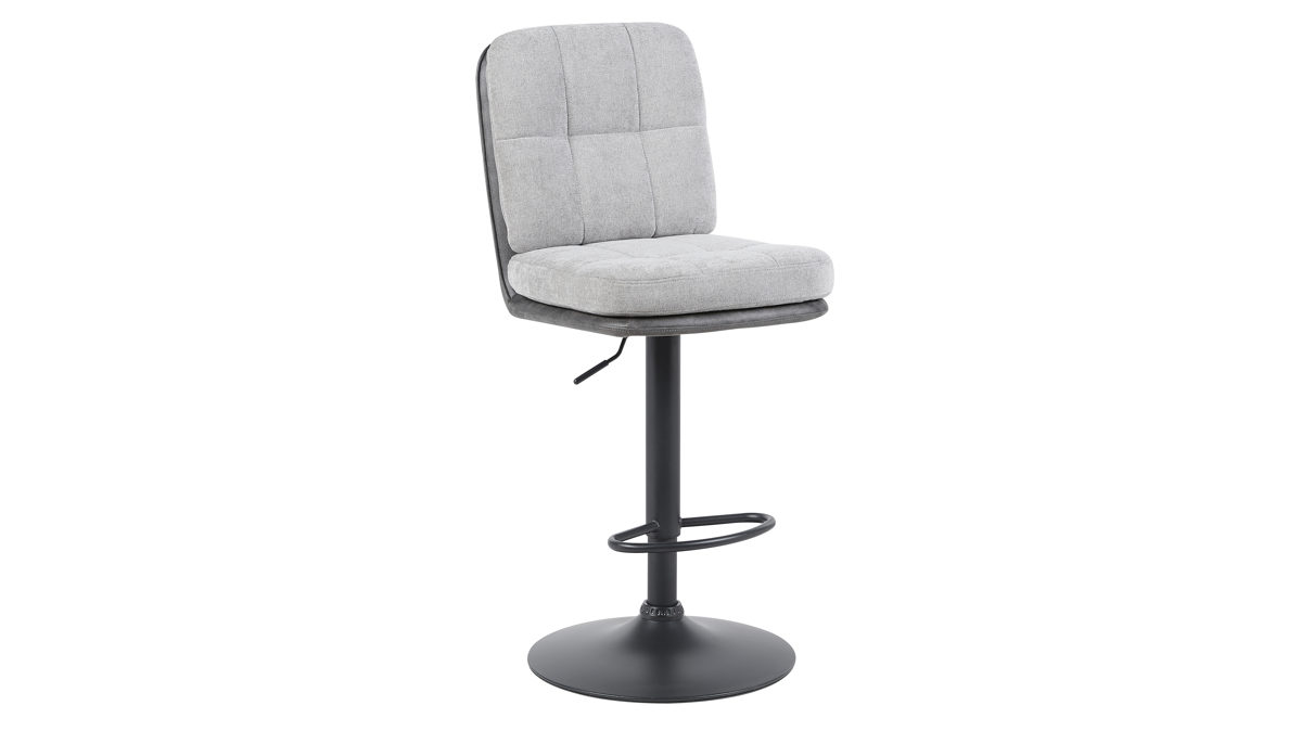Barhocker Hela aus Stoff in Grau Barhocker Vila H Grau 52 & Anthrazit 46, schwarzes Metall - drehbar