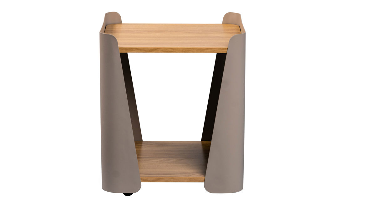 Couchtisch M2 kollektion aus Holz in Holzfarben Beistelltisch Sandro Eiche & Grau - ca. 40 x 48 cm