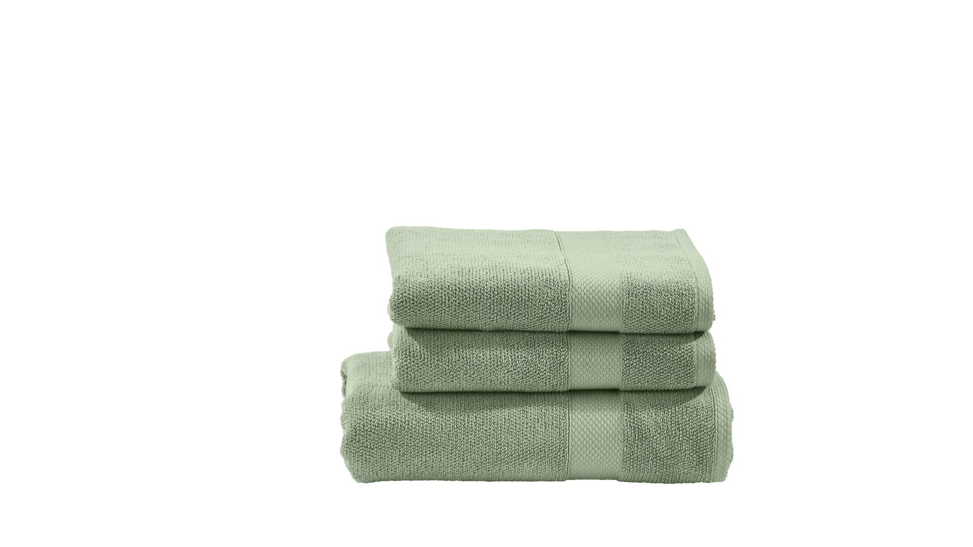 Handtuch-Set Done.® be different aus Stoff in Grün DONE.® Handtuch-Set Deluxe für Ihre Heimtextilien eisbergfarbene Baumwolle  – dreiteilig