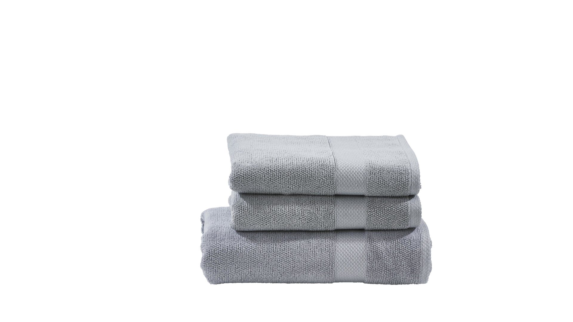 Handtuch-Set Done.® aus Stoff in Hellgrau done.® Handtuch-Set Deluxe silberfarbene Baumwolle  – dreiteilig