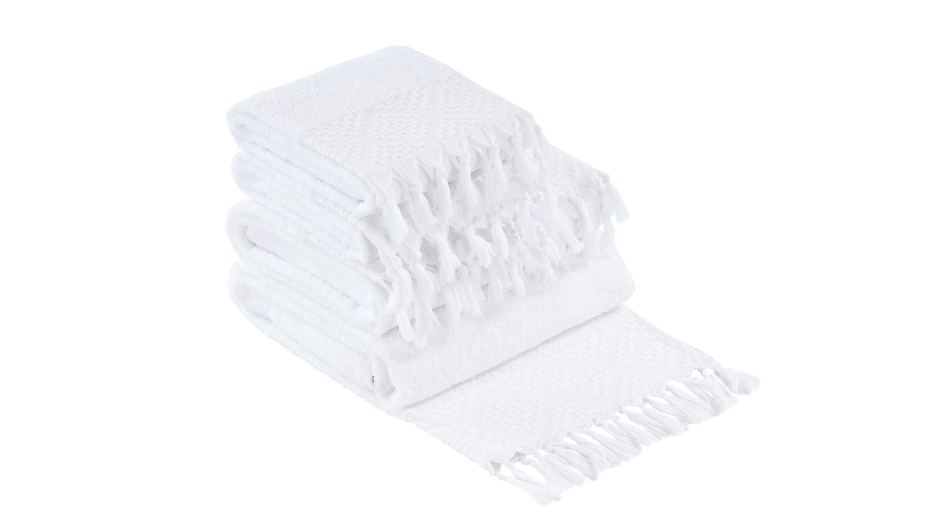 Handtuch-Set Done.® aus Stoff in Weiß done.® Handtuch-Set Provence Boheme - Heimtextilien weiße Baumwolle  – vierteilig