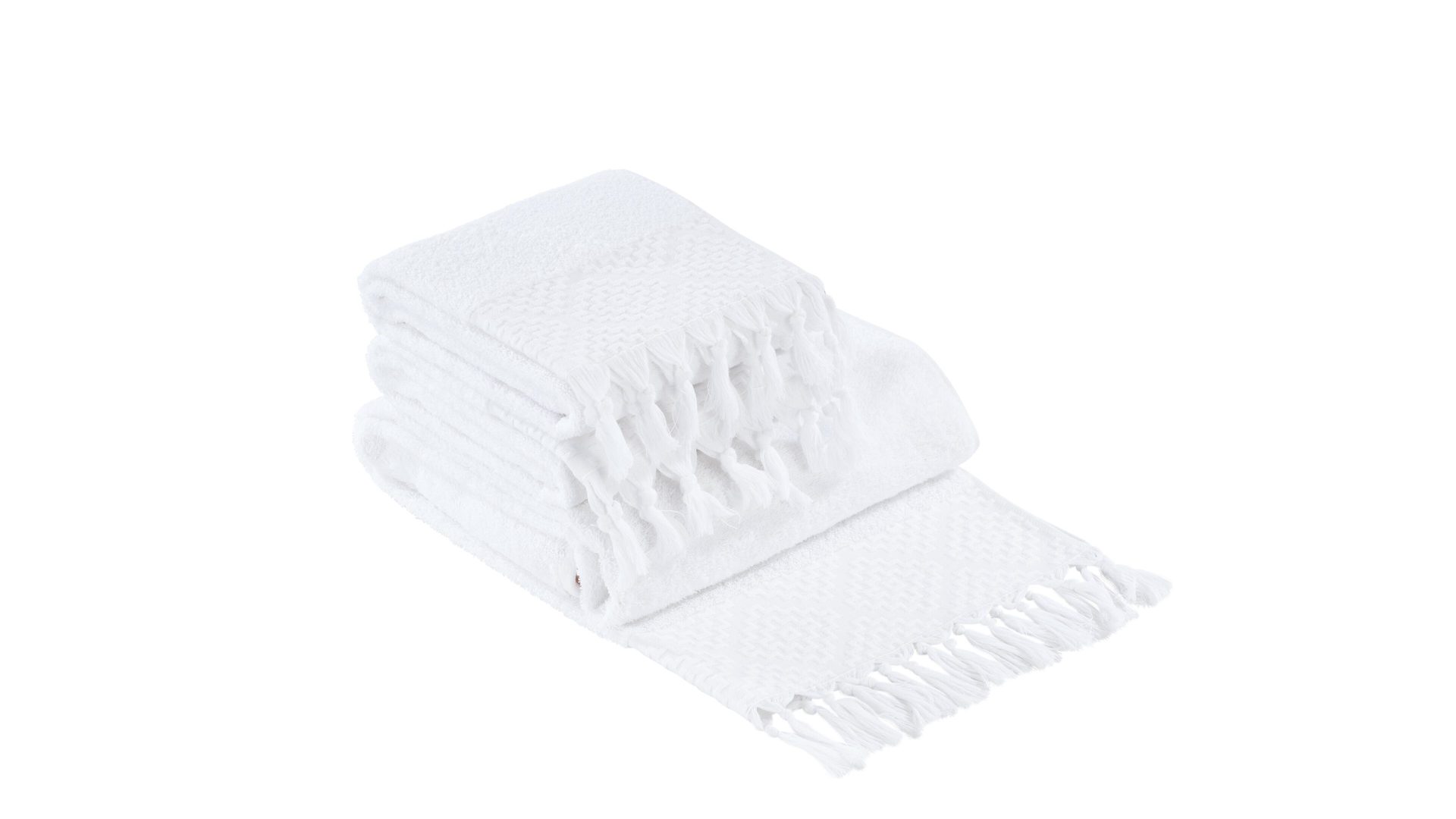 Handtuch-Set Done.® aus Stoff in Weiß done.® Handtuch-Set Provence Boheme - Heimtextilien weiße Baumwolle  – dreiteilig