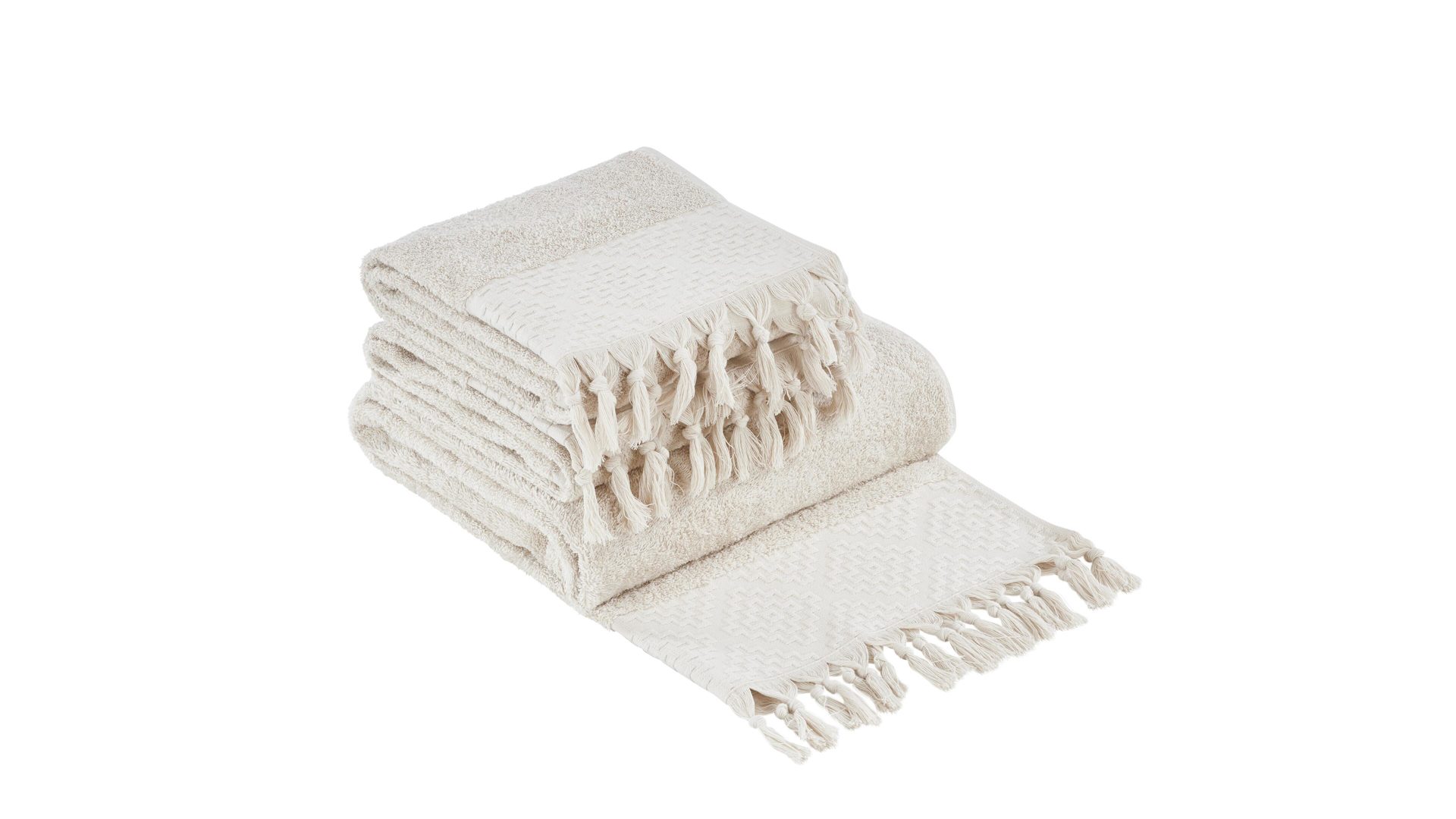 Handtuch-Set Done.® aus Stoff in Beige done.® Handtuch-Set Provence Boheme beige Baumwolle  – dreiteilig