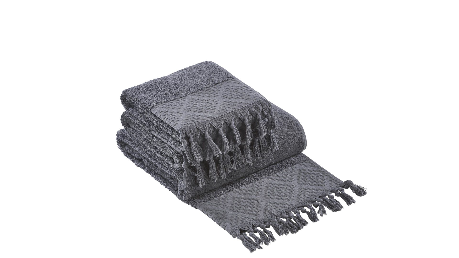 Handtuch-Set Done.® aus Stoff in Anthrazit done.® Handtuch-Set Provence Boheme anthrazitfarbene Baumwolle  – dreiteilig