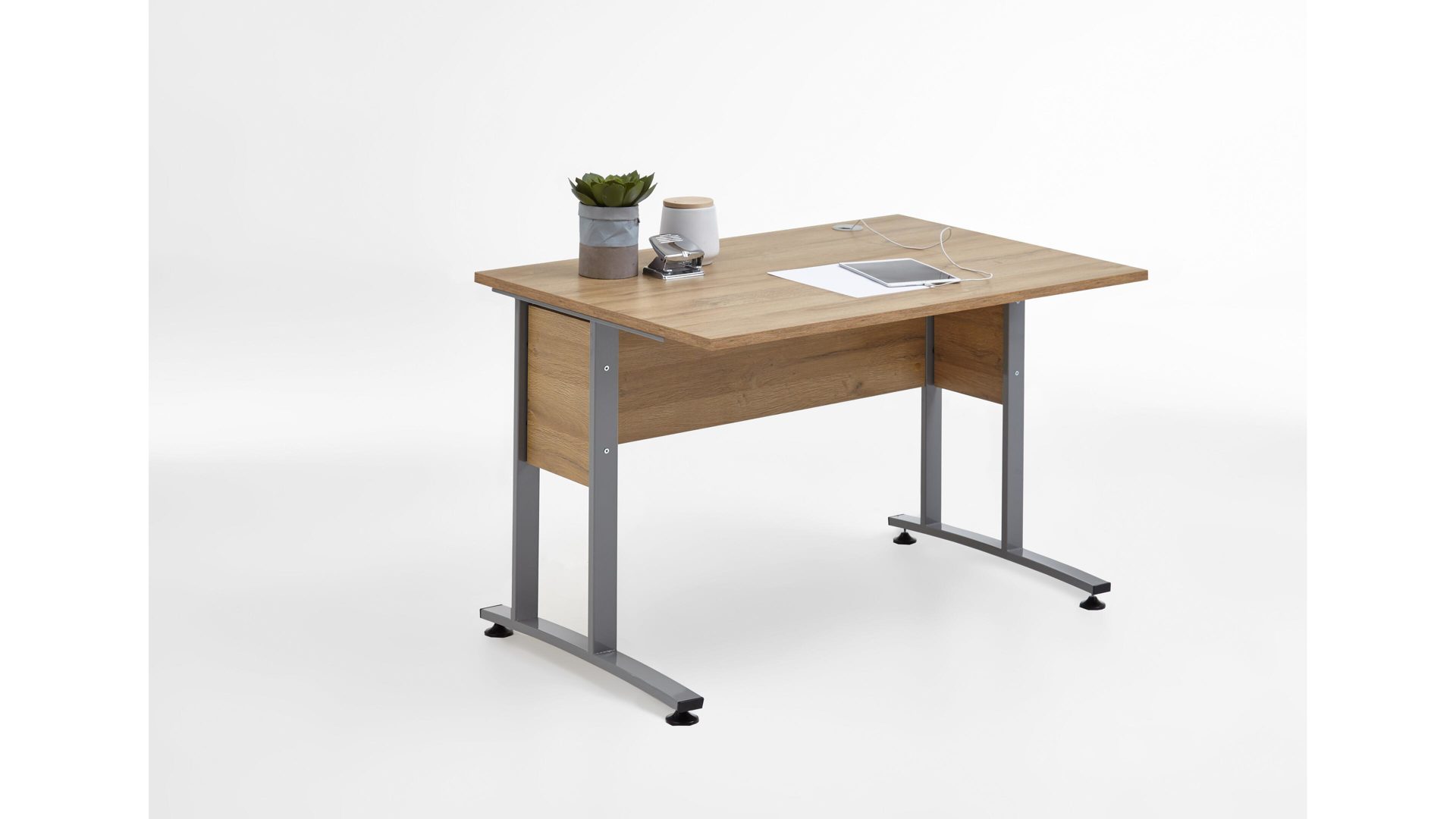 Schreibtisch Fmd furniture aus Holz in Holzfarben Schreibtisch als Büromöbel alteichefarbene Kunststoffoberflächen – Länge ca. 120 cm
