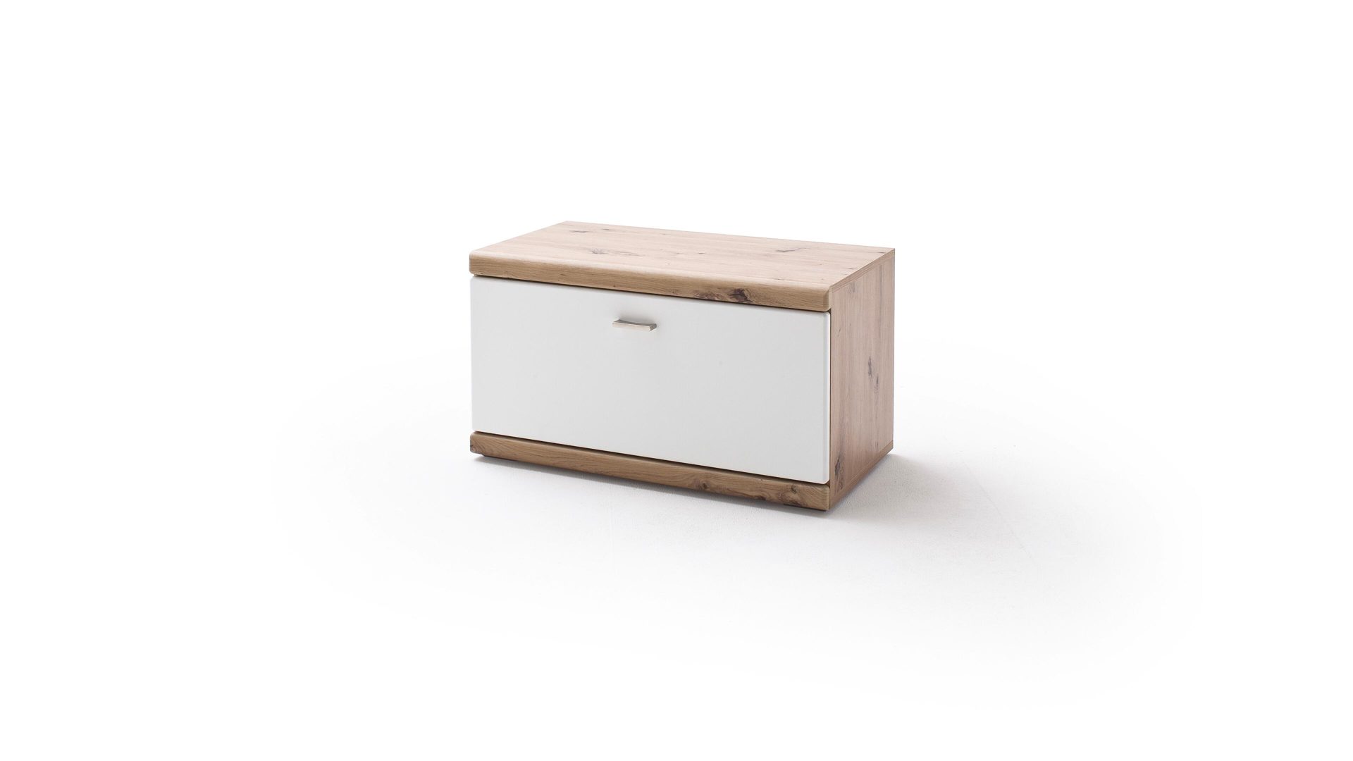 Garderobenbank Mca furniture aus Holz in Weiß Garderobenbank weiße & balkeneichefarbene Kunststoffoberflächen – eine Klappe