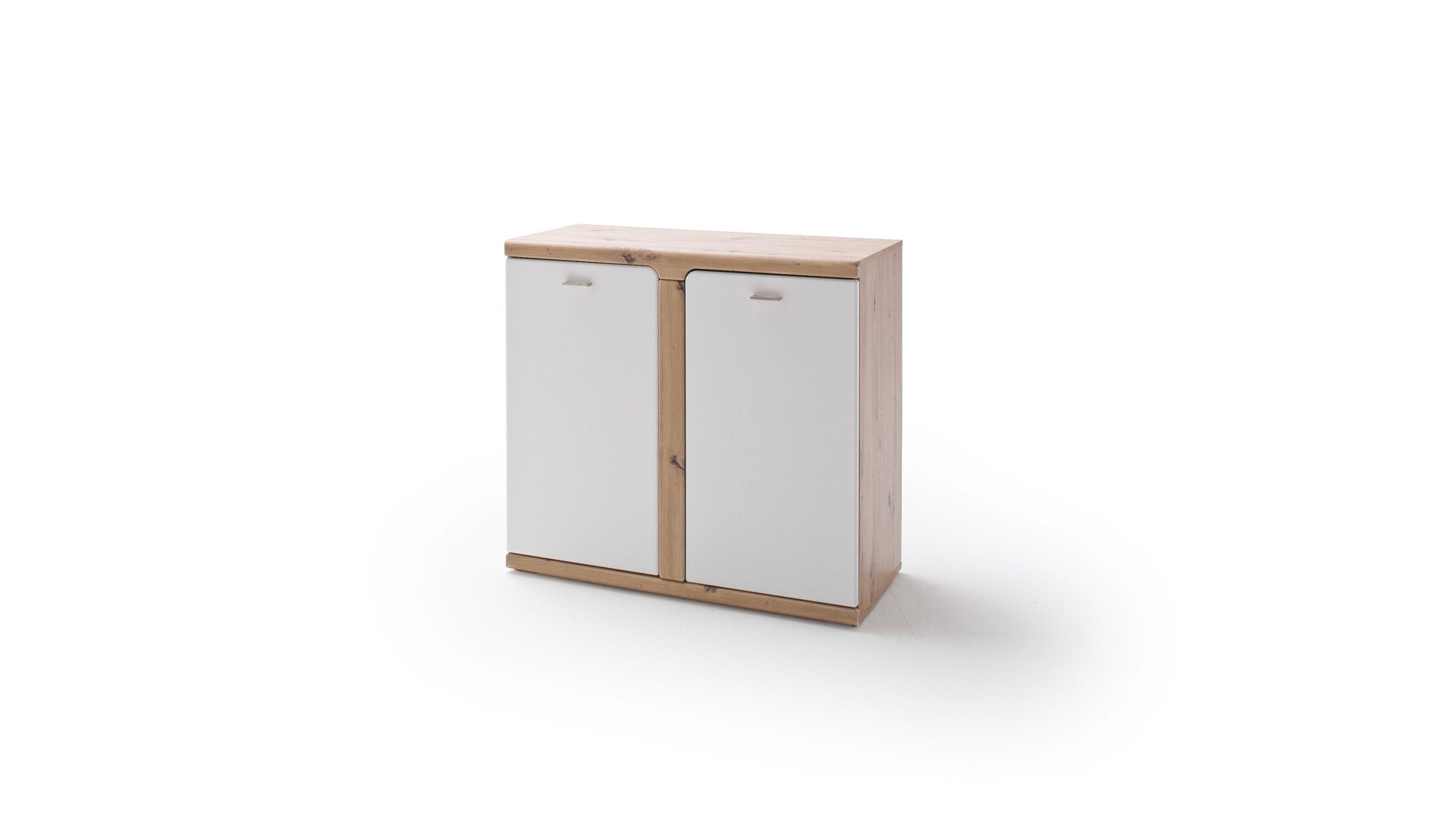 Türenkommode Mca furniture aus Holz in Weiß Garderoben-Türenkommode weiße & balkeneichefarbene Kunststoffoberflächen – zwei Türen