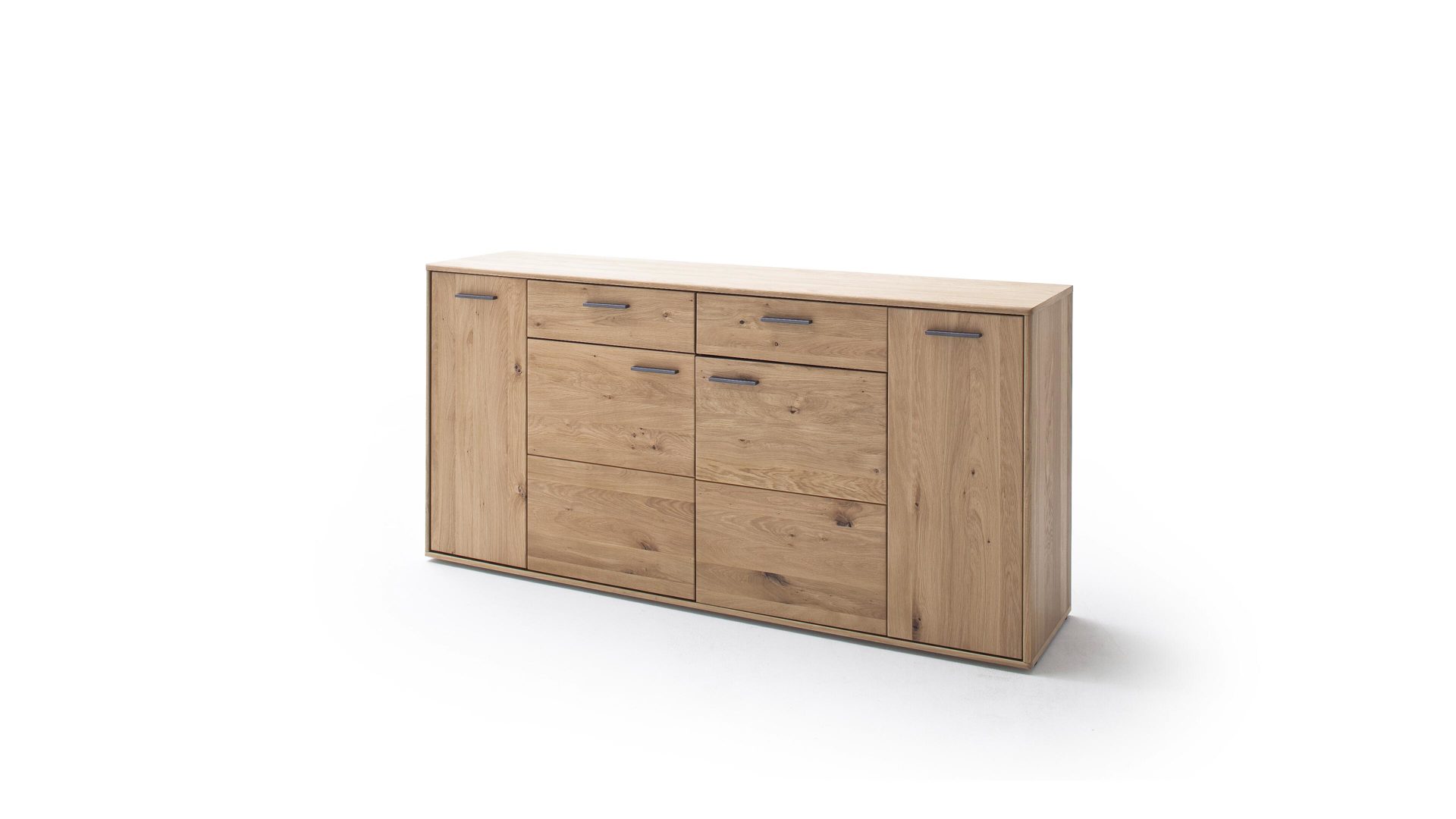 Sideboard Mca furniture aus Holz in Holzfarben Sideboard Bianco geölte Asteiche & anthrazitfarbene Lackoberflächen – vier Türen, zwei Schubladen