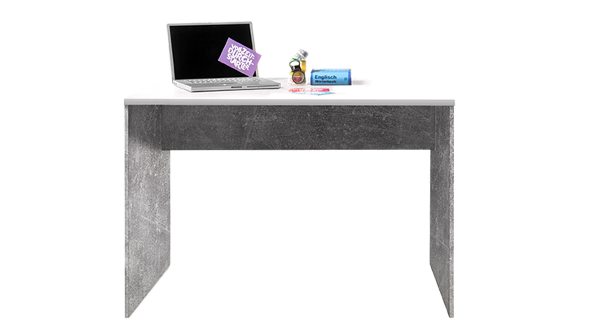 Schreibtisch Bega consult aus Holz in Grau Schreibtisch weiße & betonfarbene Kunststoffoberflächen – ca. 106 x 75 cm