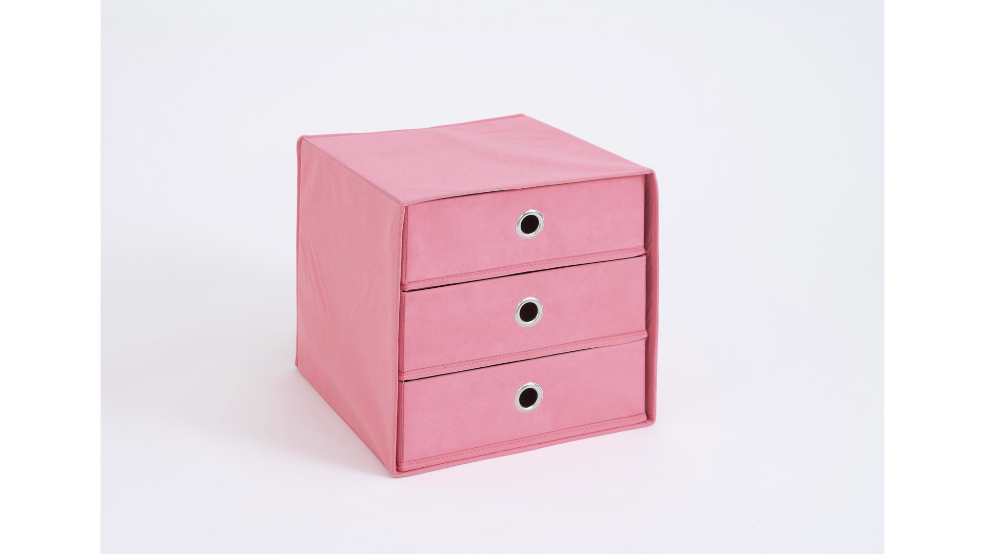 Faltbox Fmd furniture aus Stoff in Pink Faltbox mit drei Schubladen pinkfarbenes, verstärktes Vlies - drei Schubladen, ca. 32 x 32 cm