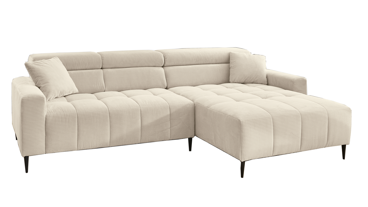Ecksofa A. z. iwaniccy aus Stoff in Beige Polsterprogramm Simple - Funktions-Ecksofa beigefarbener Cordbezug Fjord 23 - Stellfläche ca. 256 x 180 cm