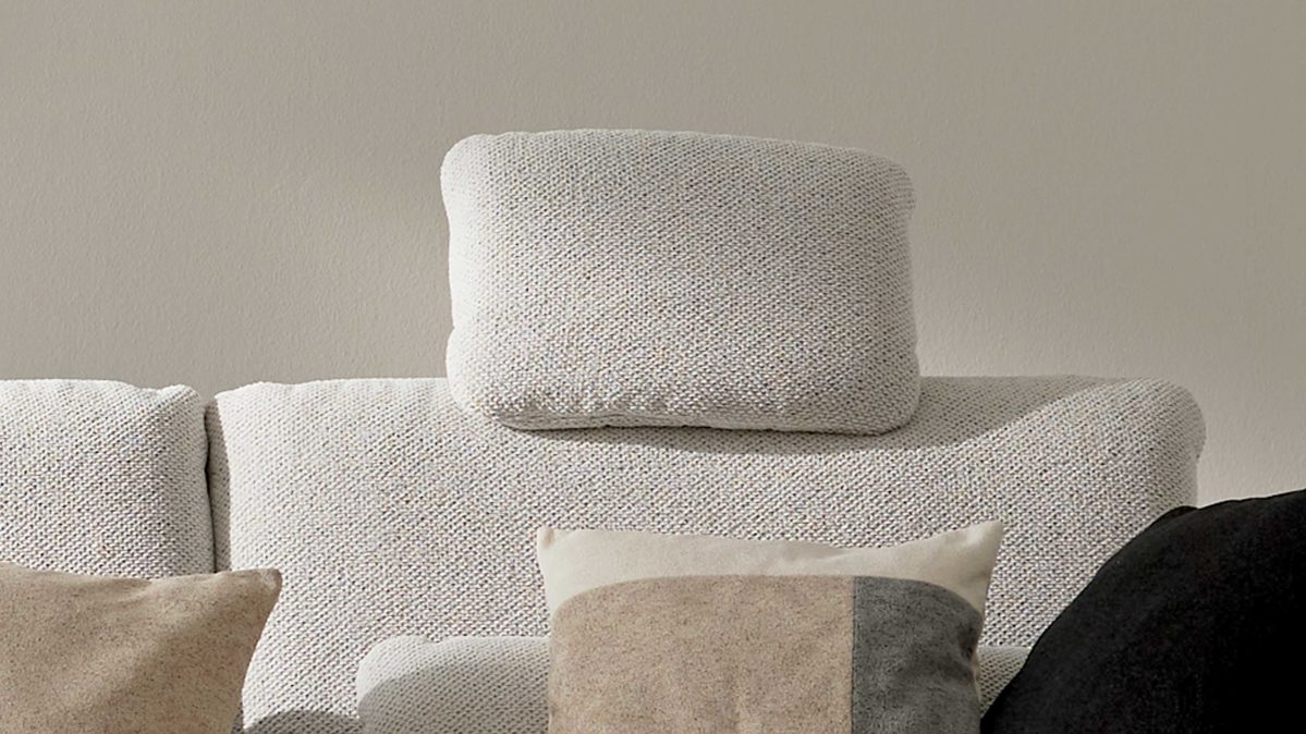 Kopfstütze Interliving aus Stoff in Creme Interliving Sofa Serie 4304 – Comfort-Kopfstütze ecrufarbener Bezug Macan - ca. 44 x 22 cm